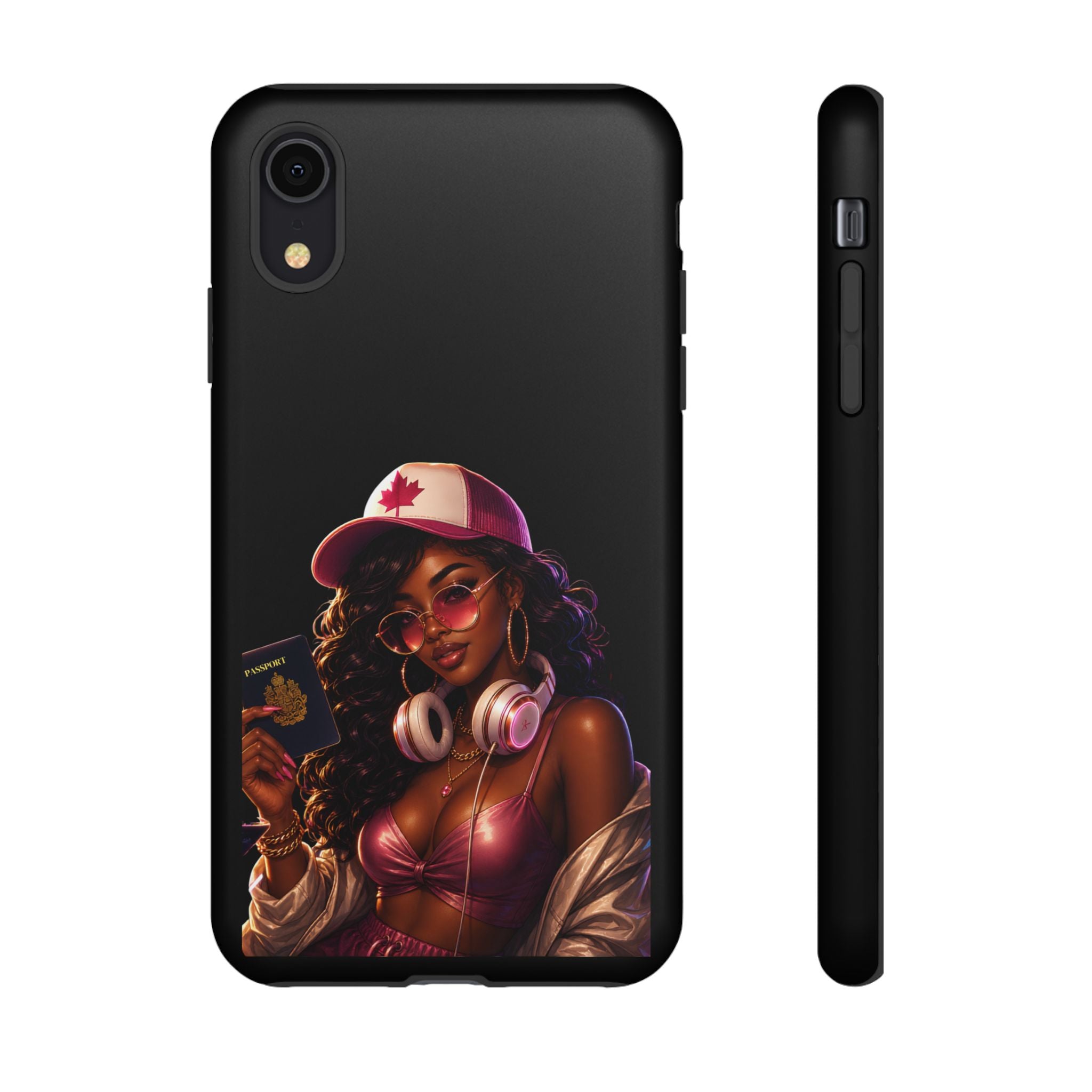 Phone Case — Stylish Urban Woman Design with Maple Cap
