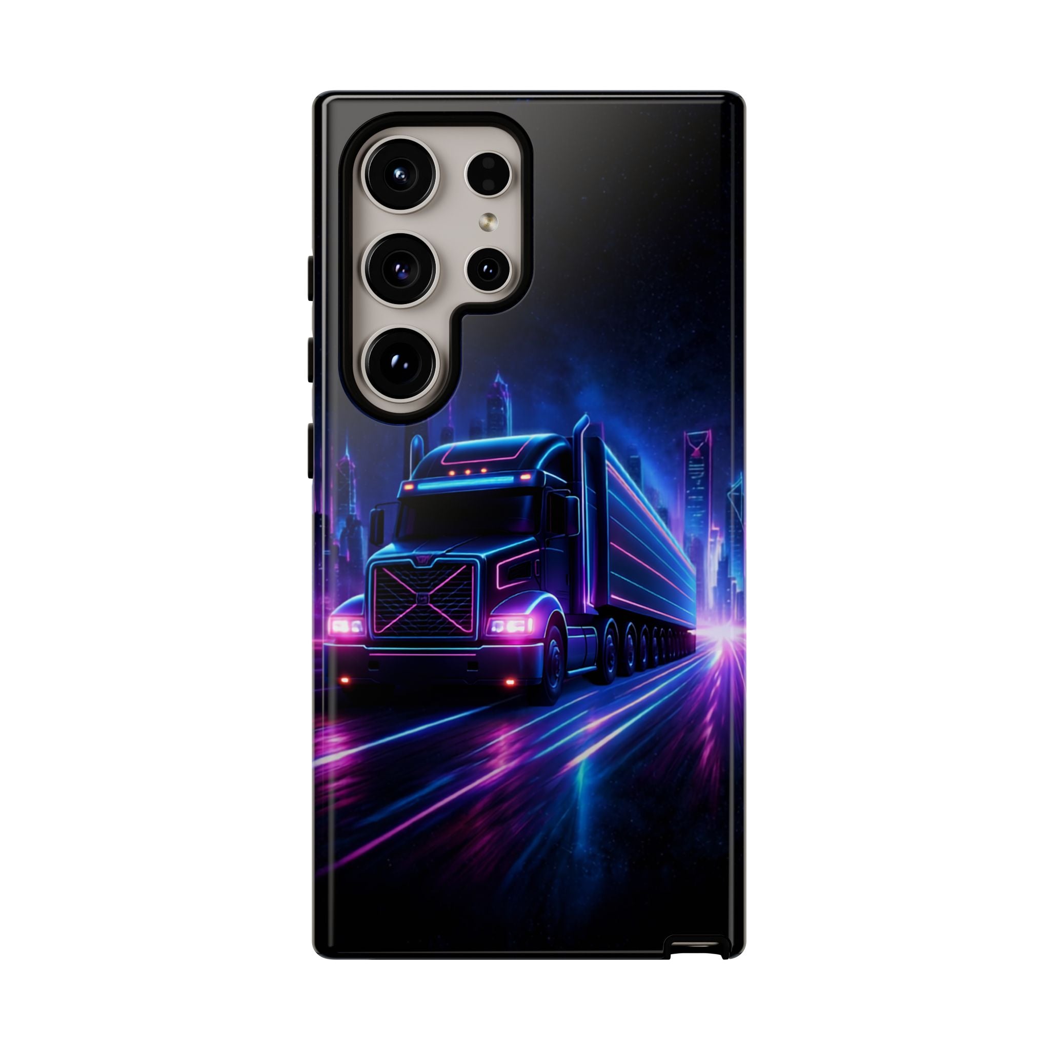 Neon Retro Rig Phone Case — Trucker Semi Truck Nightscape Protective Case