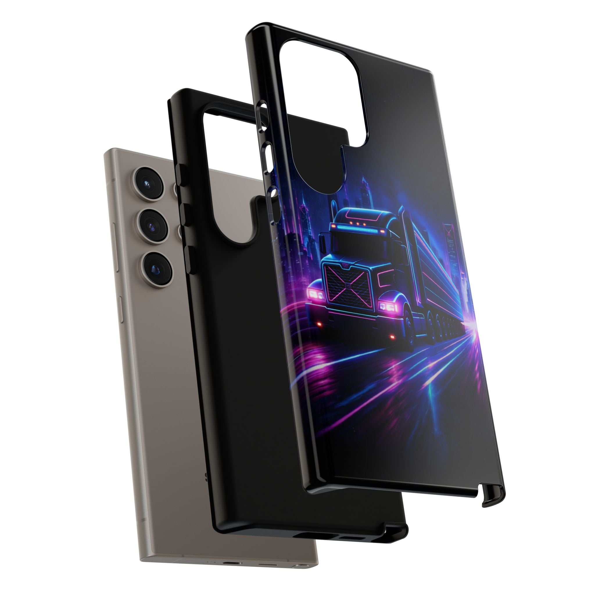 Neon Retro Rig Phone Case — Trucker Semi Truck Nightscape Protective Case