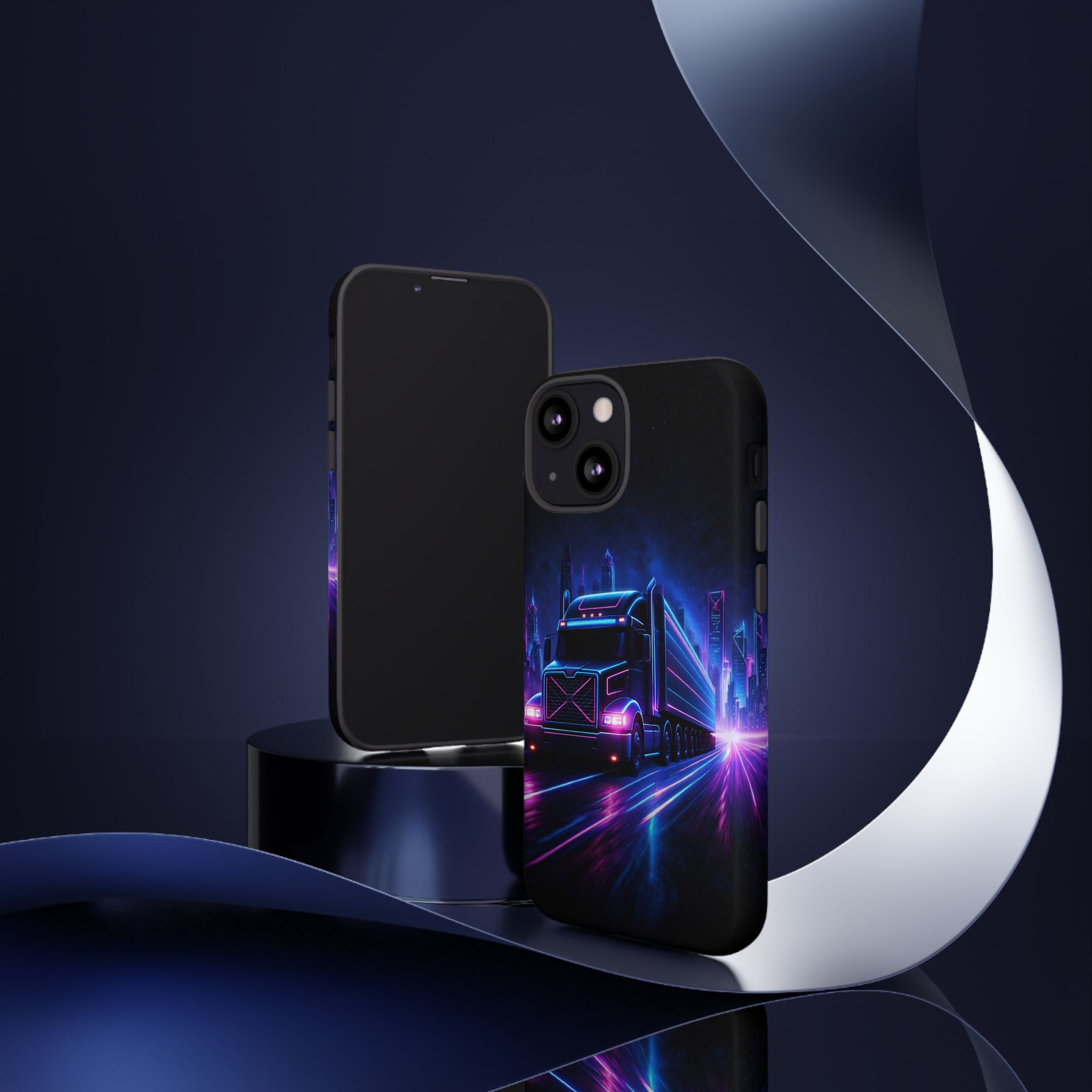 Neon Retro Rig Phone Case — Trucker Semi Truck Nightscape Protective Case