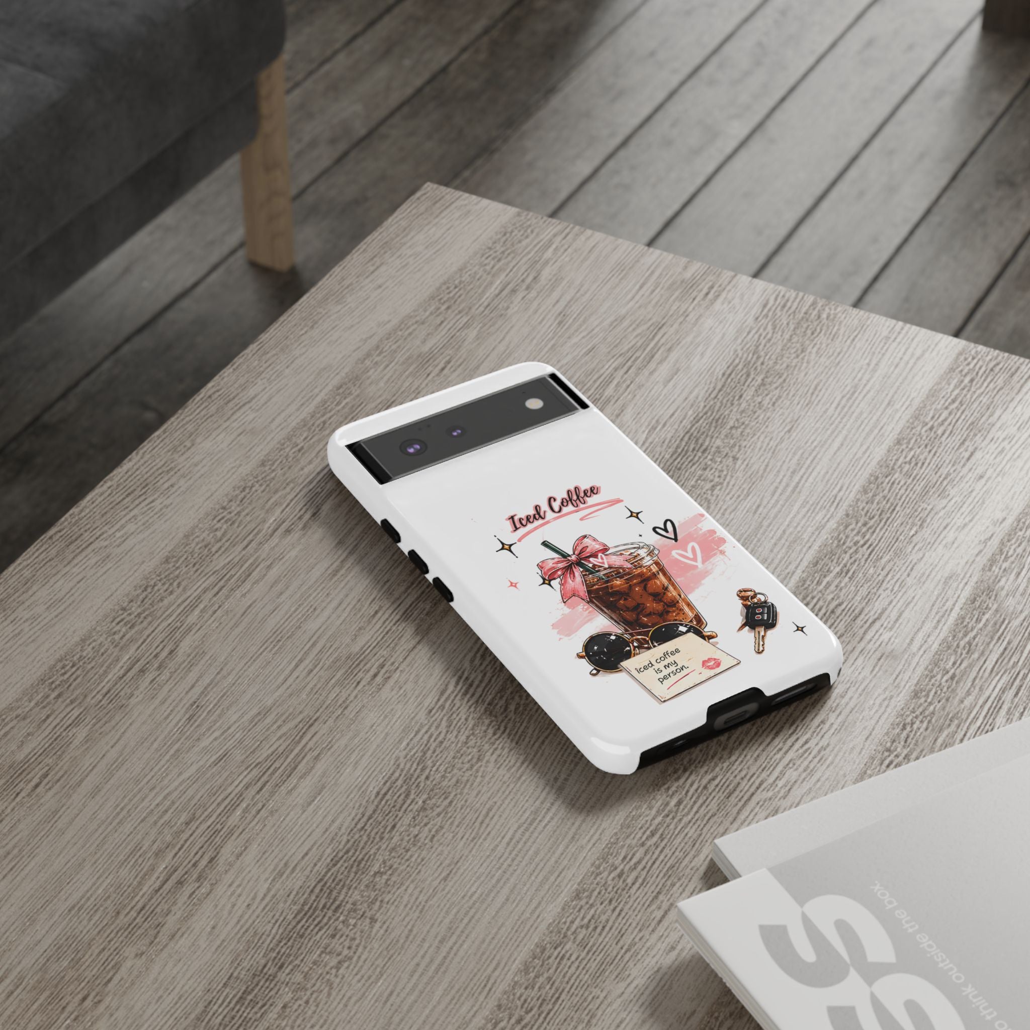 Iced Coffee Phone Case – Cute Pink Boba Design ("Iced coffee is my person")