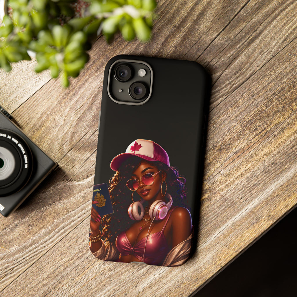Phone Case - Cool Urban Woman with Headphones & Maple Hat