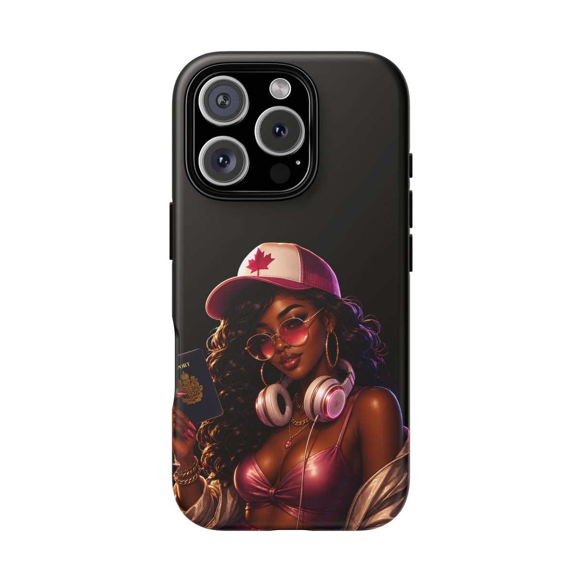 Phone Case - Cool Urban Woman with Headphones & Maple Hat
