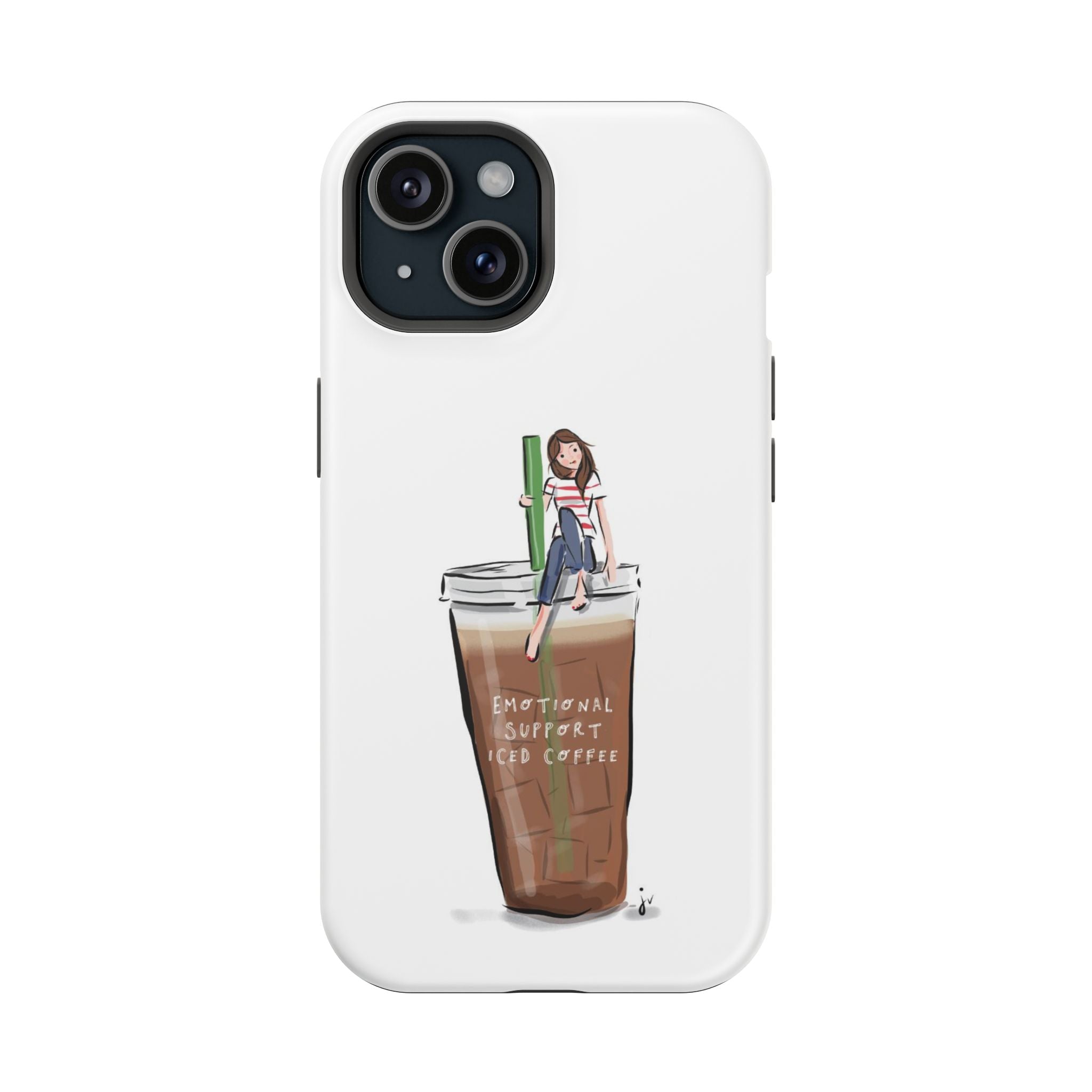 Iced Coffee & Me Phone Case — Cute Illustration 'Emotional Support Iced Coffee' Impact-Resistant Case