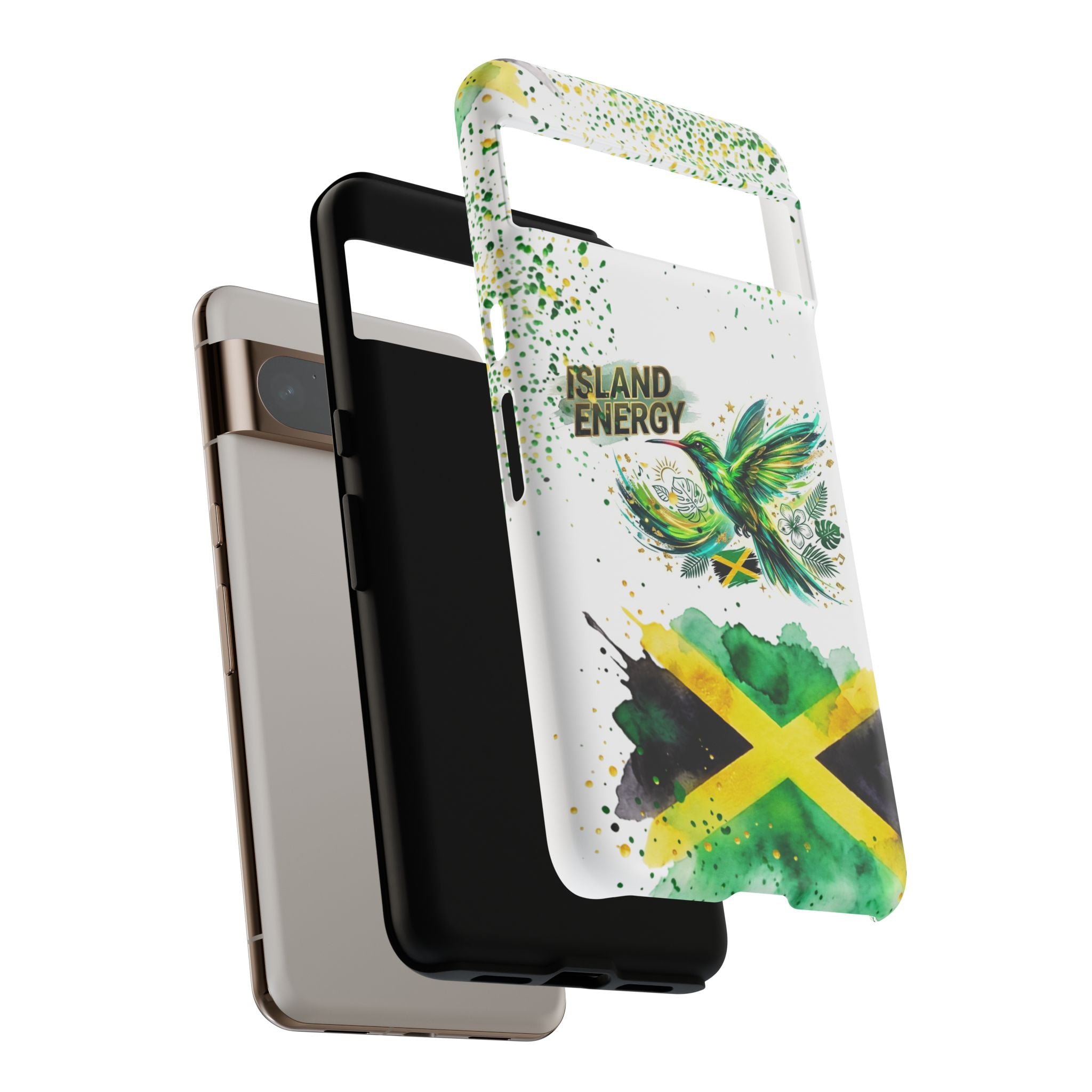 Island Energy Tough Phone Case — Colorful Hummingbird & Tropical Sunset Protective Cover