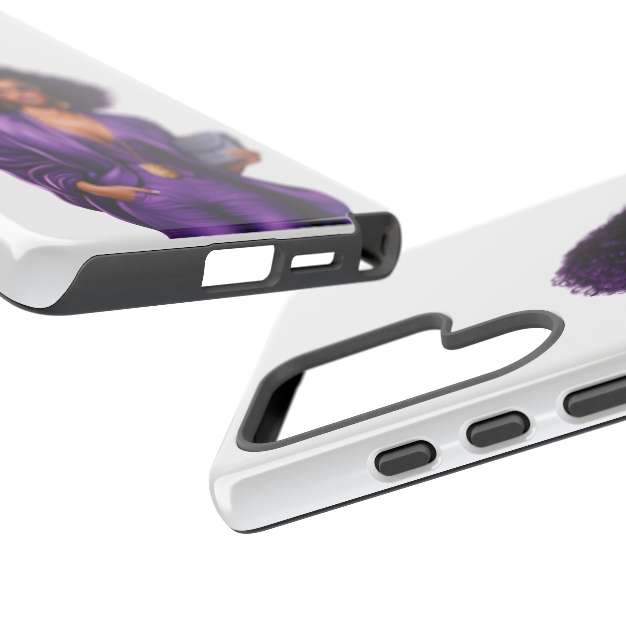 Purple Power Woman Phone Case — Afro Chic Businesswoman Protective Phone Cover