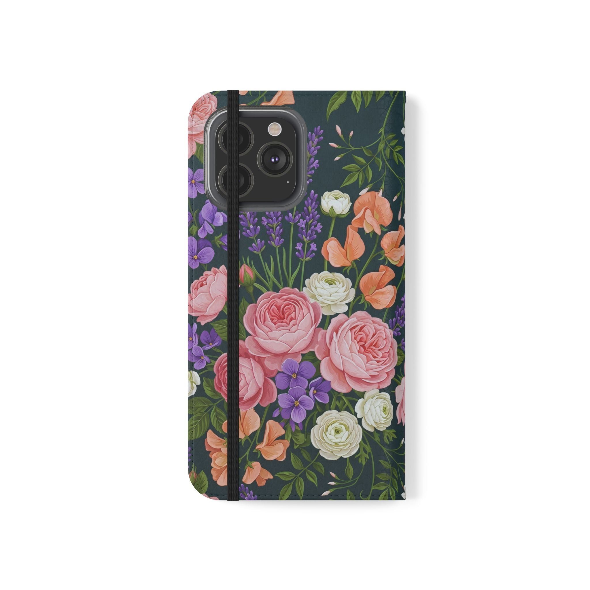 Floral Flip Phone Case -Wallet Cover with Card Slots