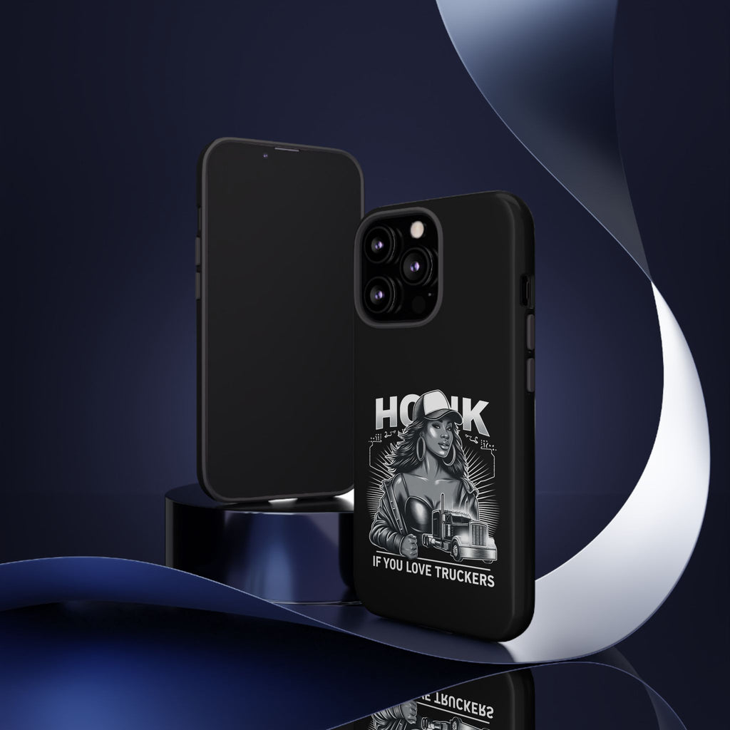 Phone Case — 'Honk' Trucker Girl Retro Semi Truck Protective Case
