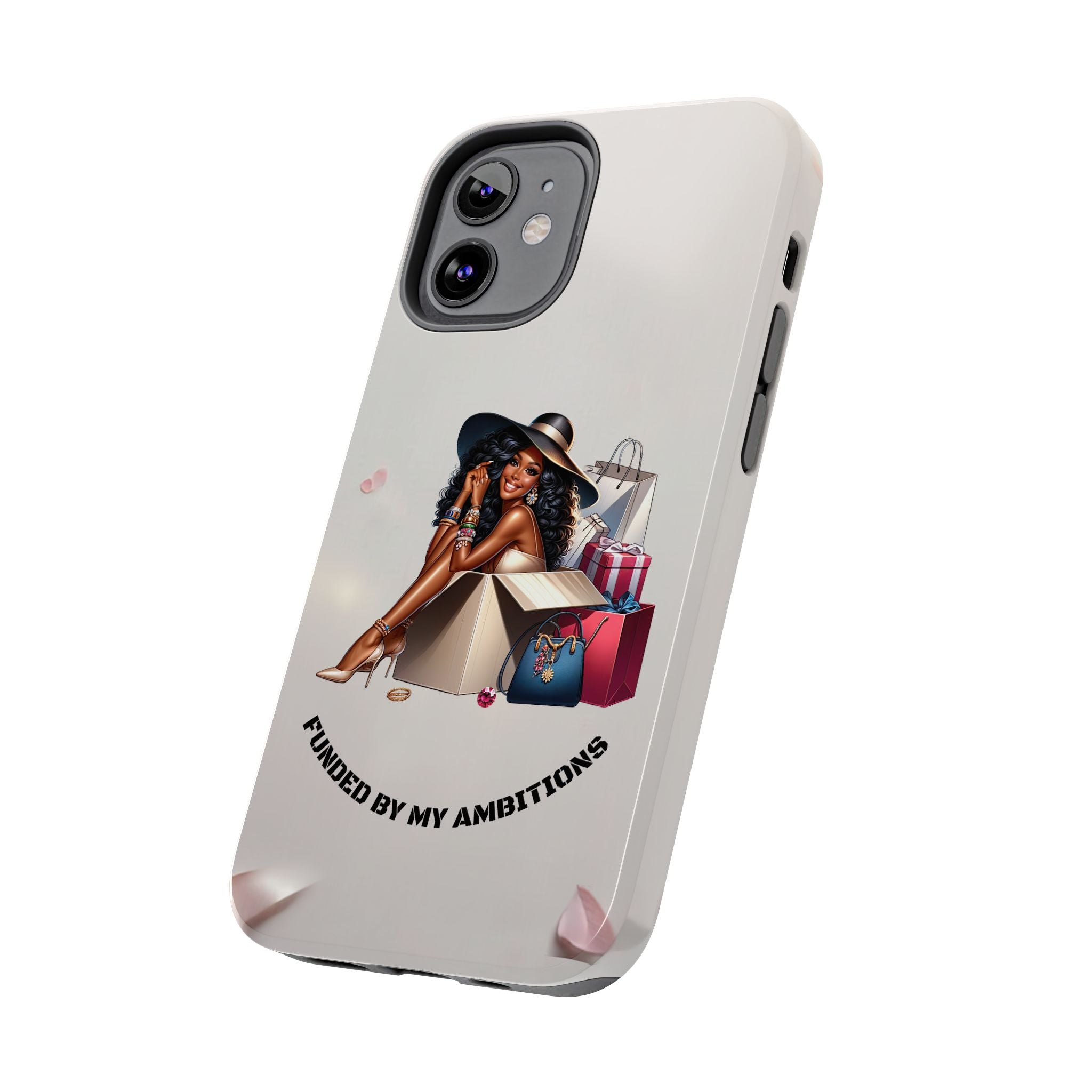 Chic Shopper Tough Phone Case — Stylish Black Woman with Shopping Bags