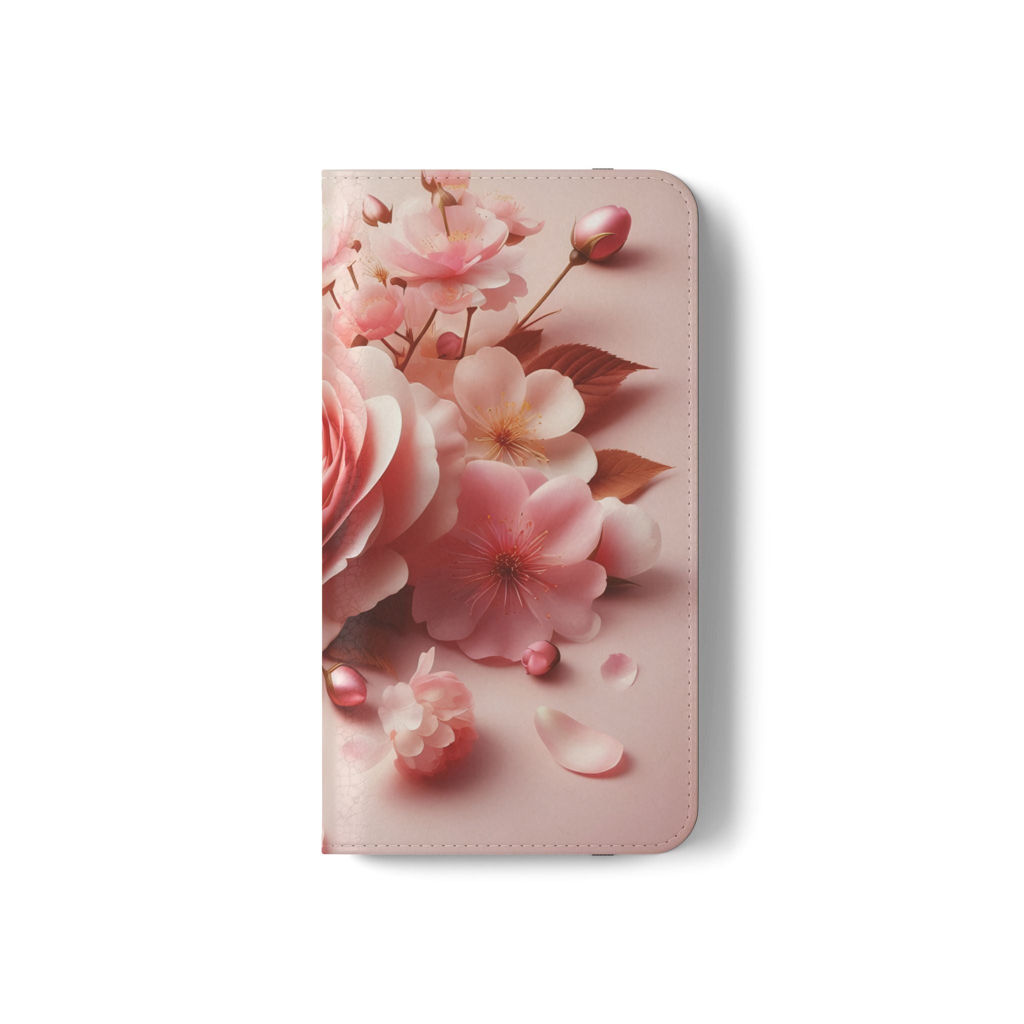 Floral Rose Flip Case — Pink Blossom Wallet Phone Cover