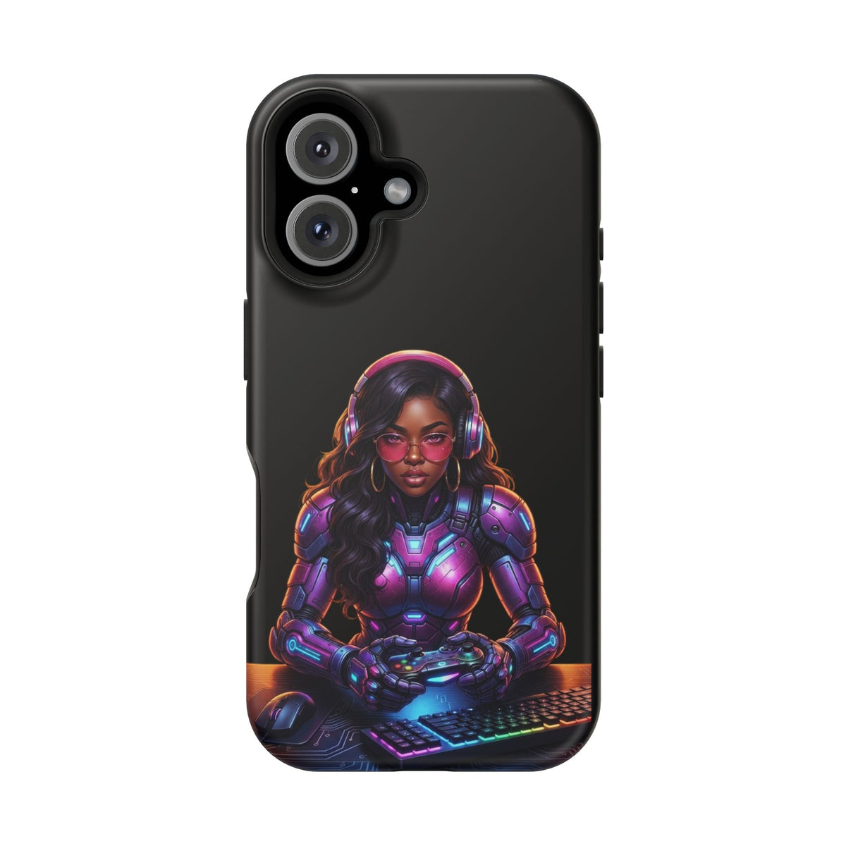 Gamer Girl Cyber Armor Phone Case — Impact‑Resistant Protective Cover