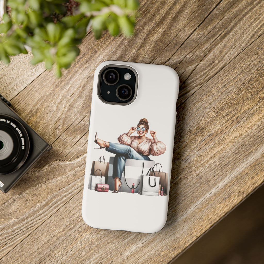 Magnetic Impact-Resistant Case — Luxury Shopper Goddess on Clouds Phone Cover