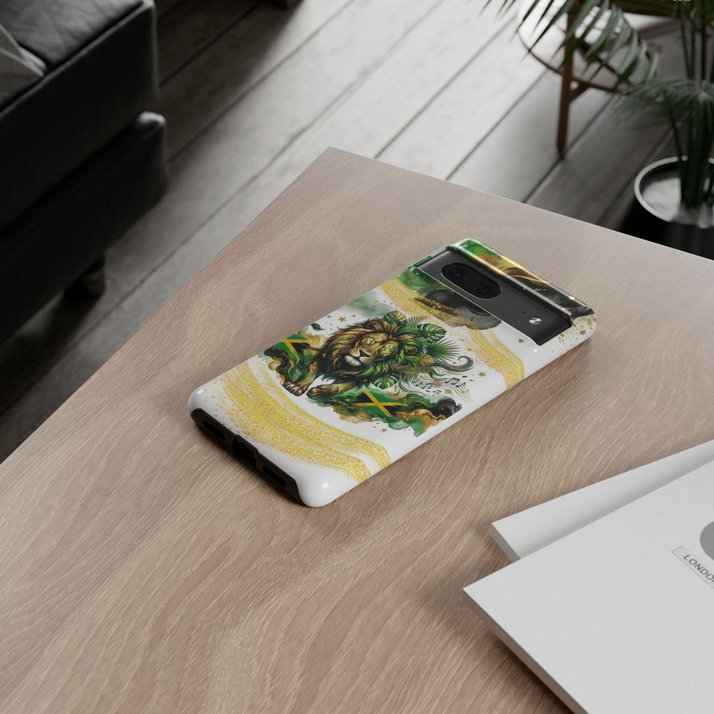 Reggae Lion Phone Case — Jamaican Flag Rasta Art Tough Phone Cover