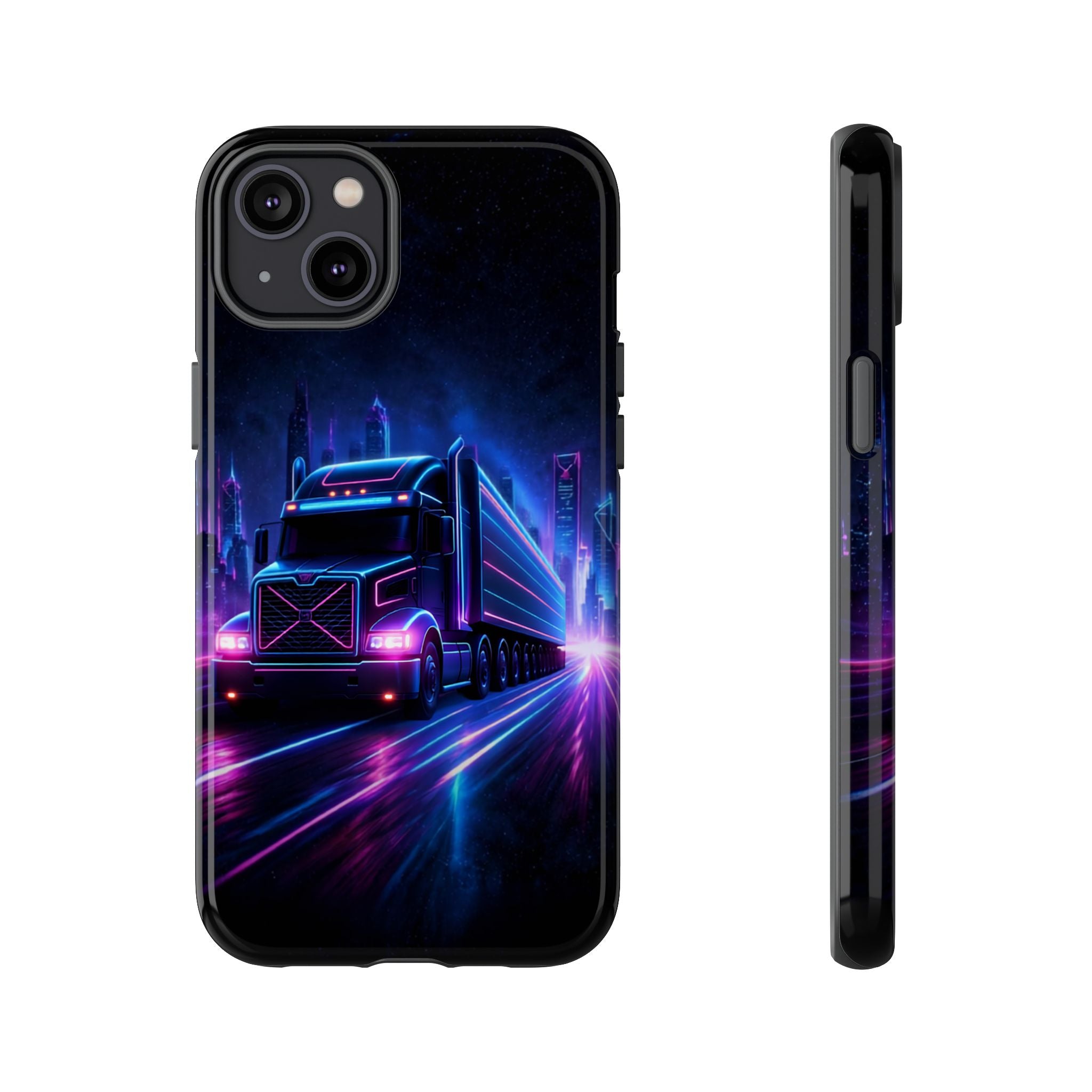 Neon Retro Rig Phone Case — Trucker Semi Truck Nightscape Protective Case