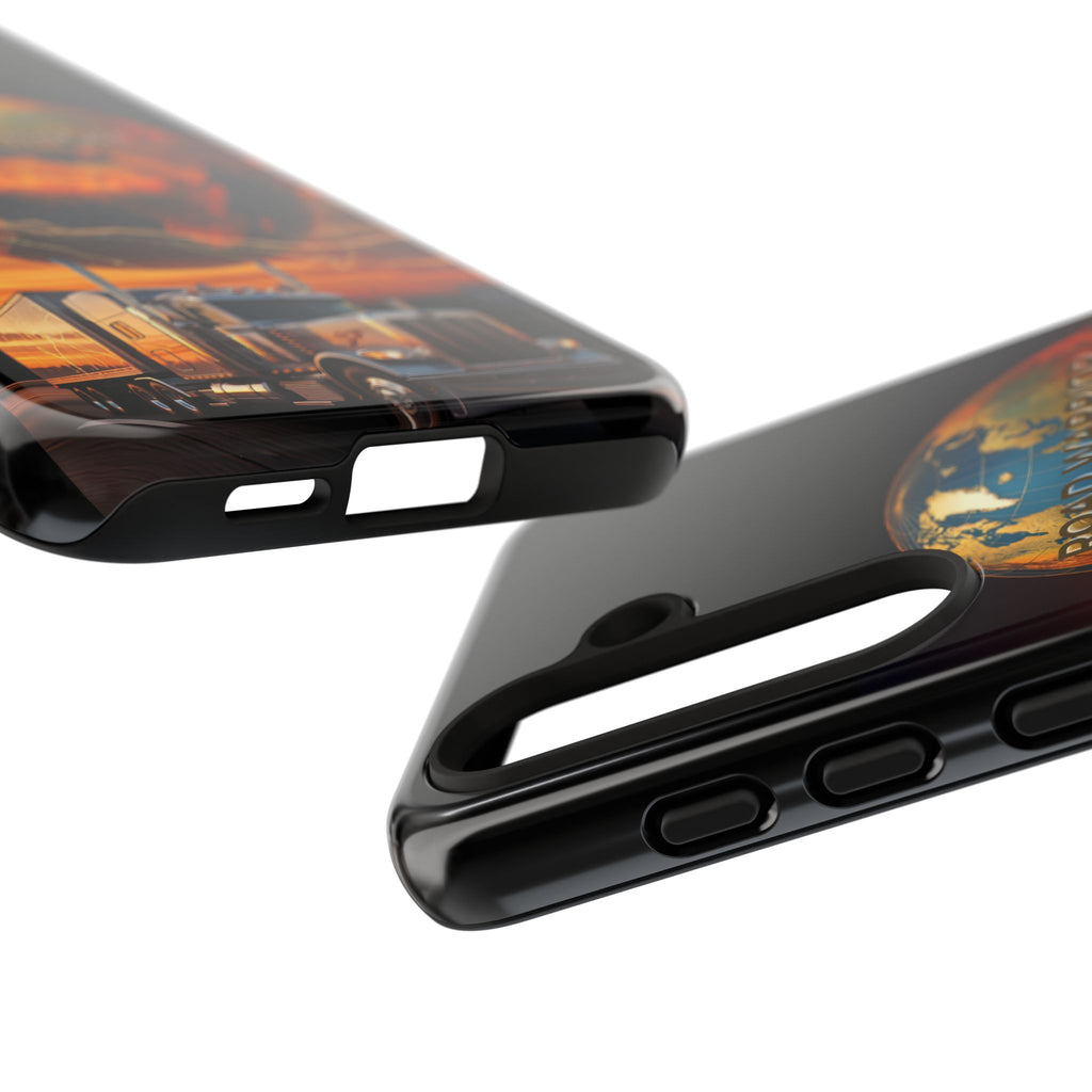 Truck Driver Phone Case — 'Global Road Warrior' Semi Truck Globe Tough Phone Cover