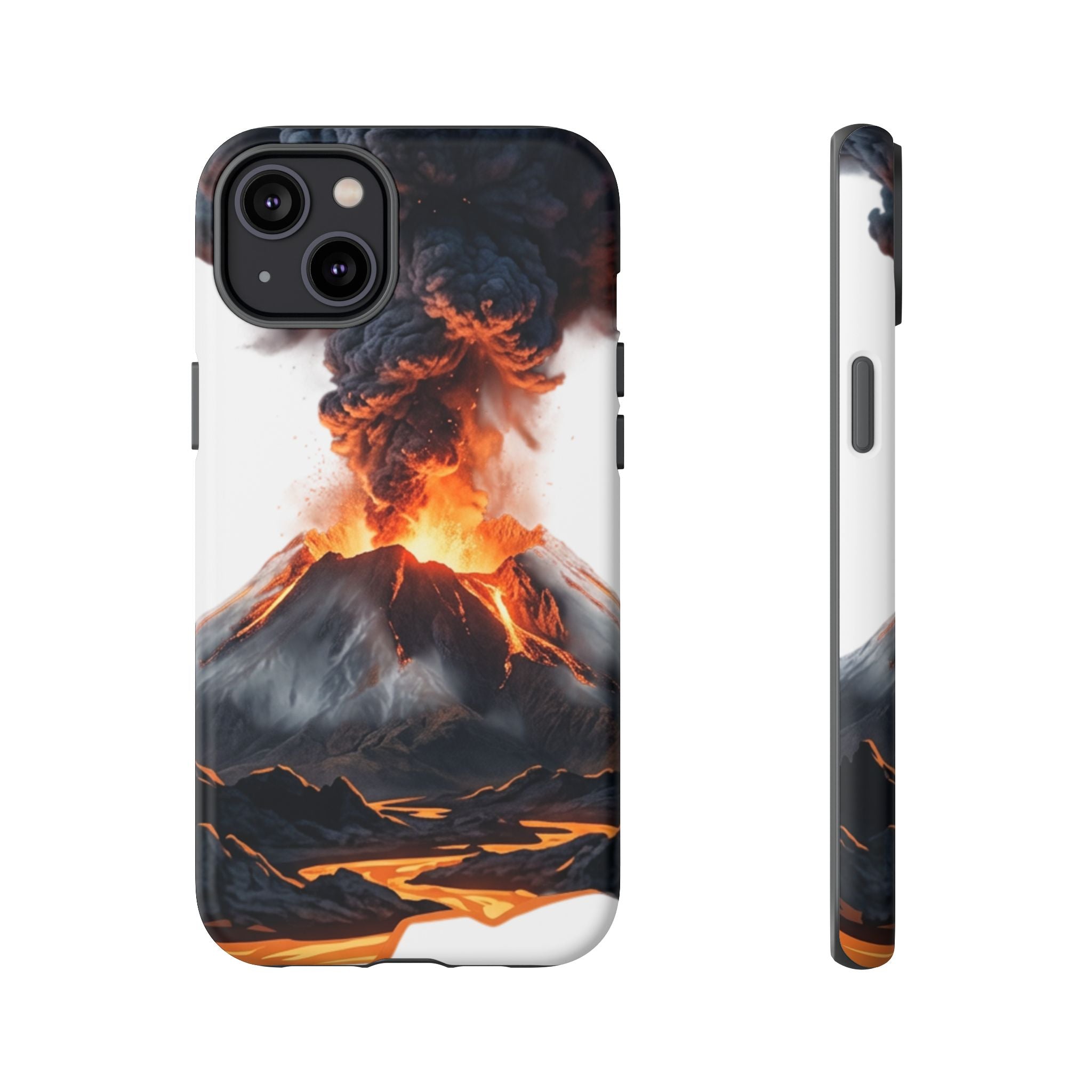 Volcano Eruption Tough Phone Case — Fiery Lava Protective Cover