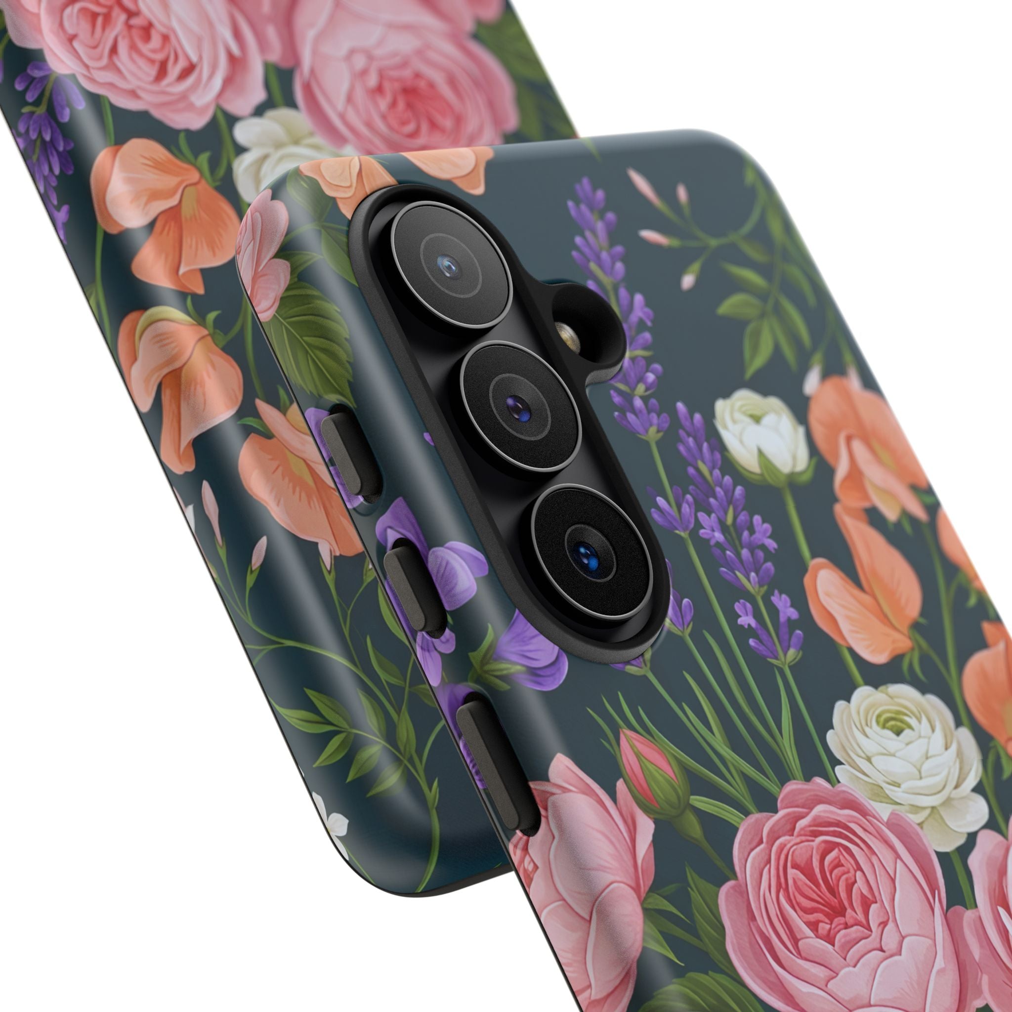 Floral Bouquet Phone Case — Vintage Roses & Lavender Protective Cover