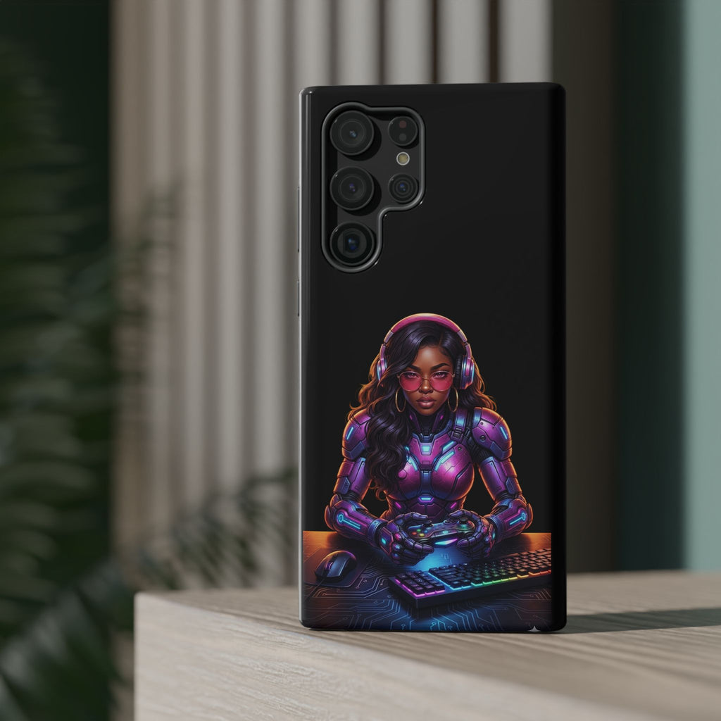 Gamer Girl Cyber Armor Phone Case — Impact‑Resistant Protective Cover
