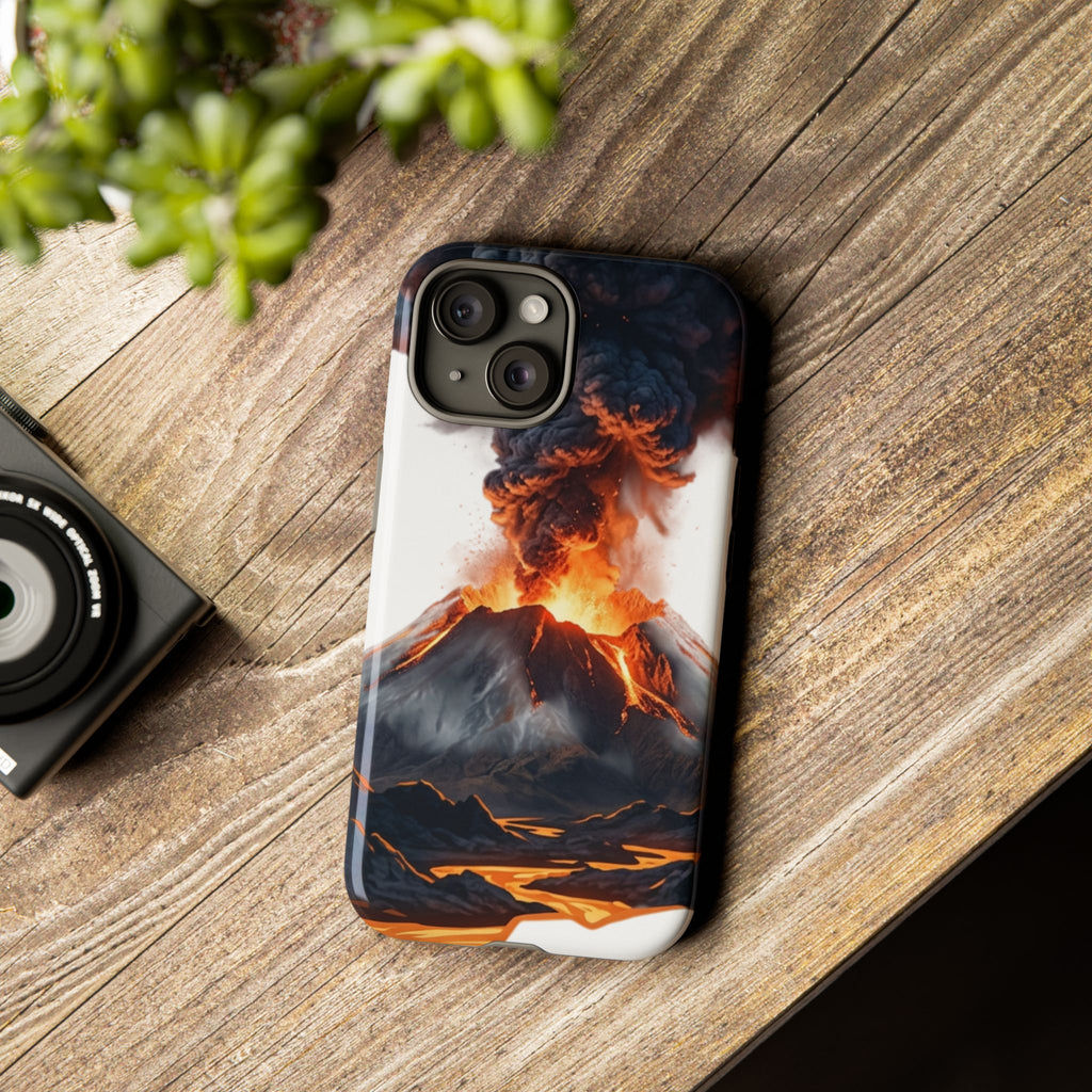 Volcano Eruption Tough Phone Case — Fiery Lava Protective Cover
