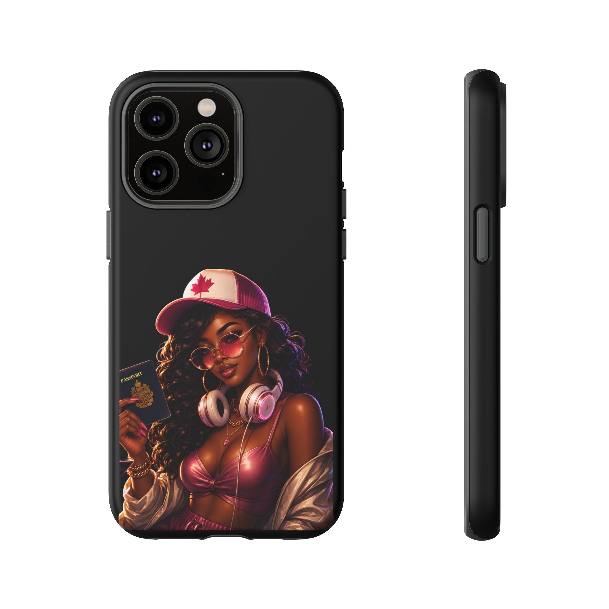 Phone Case — Stylish Urban Woman Design with Maple Cap