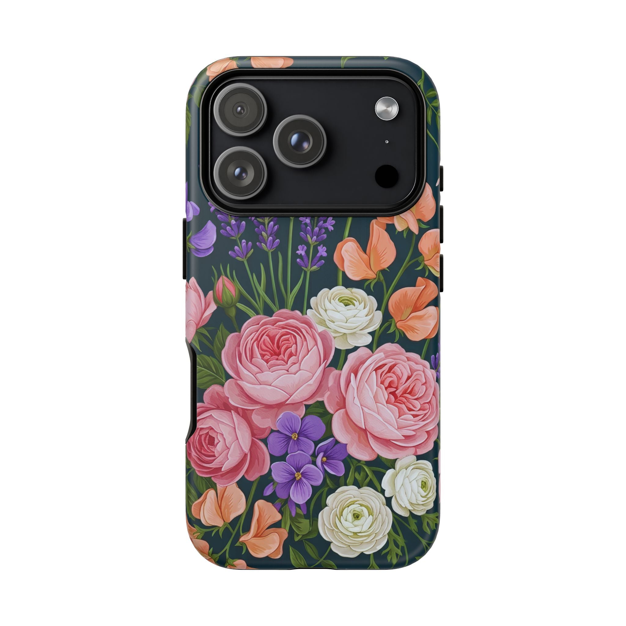 Floral Bouquet Phone Case — Vintage Roses & Lavender Protective Cover