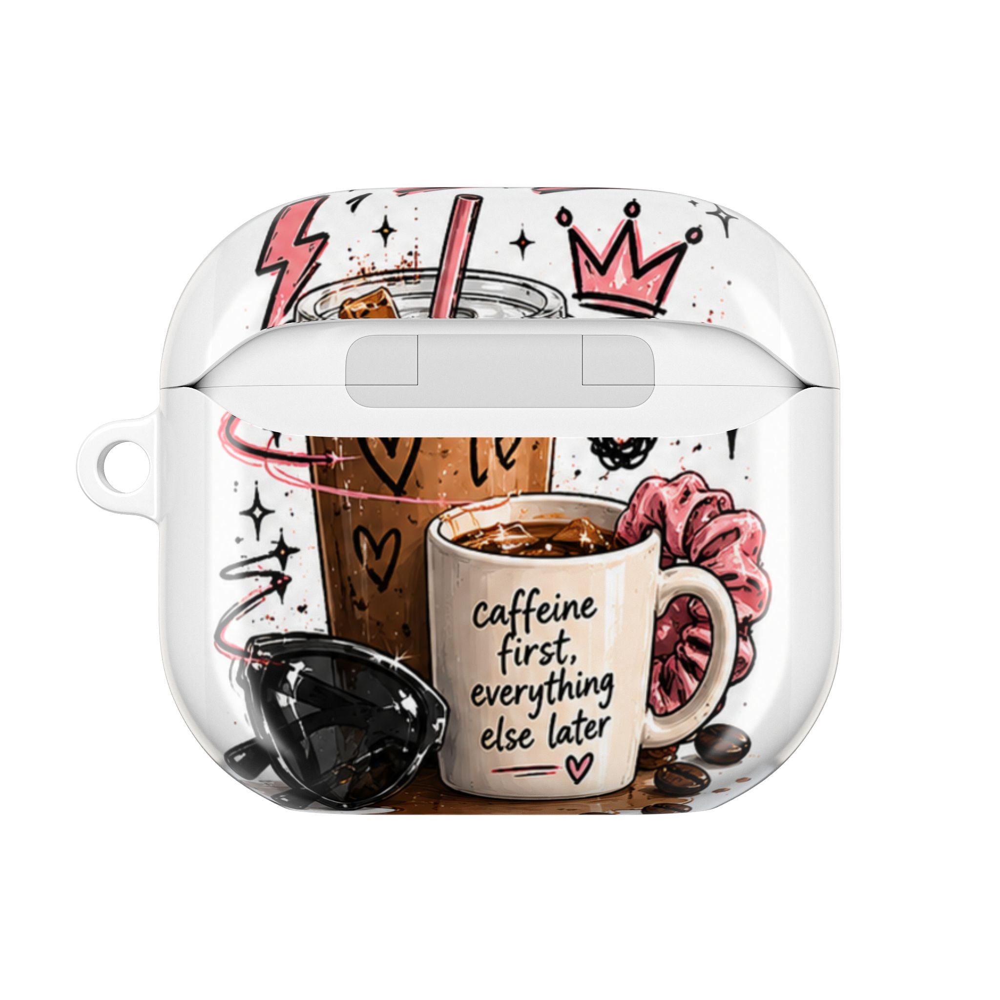 Coffee Lover AirPod Case — “Caffeine First, Everything Else Later” Protective Case