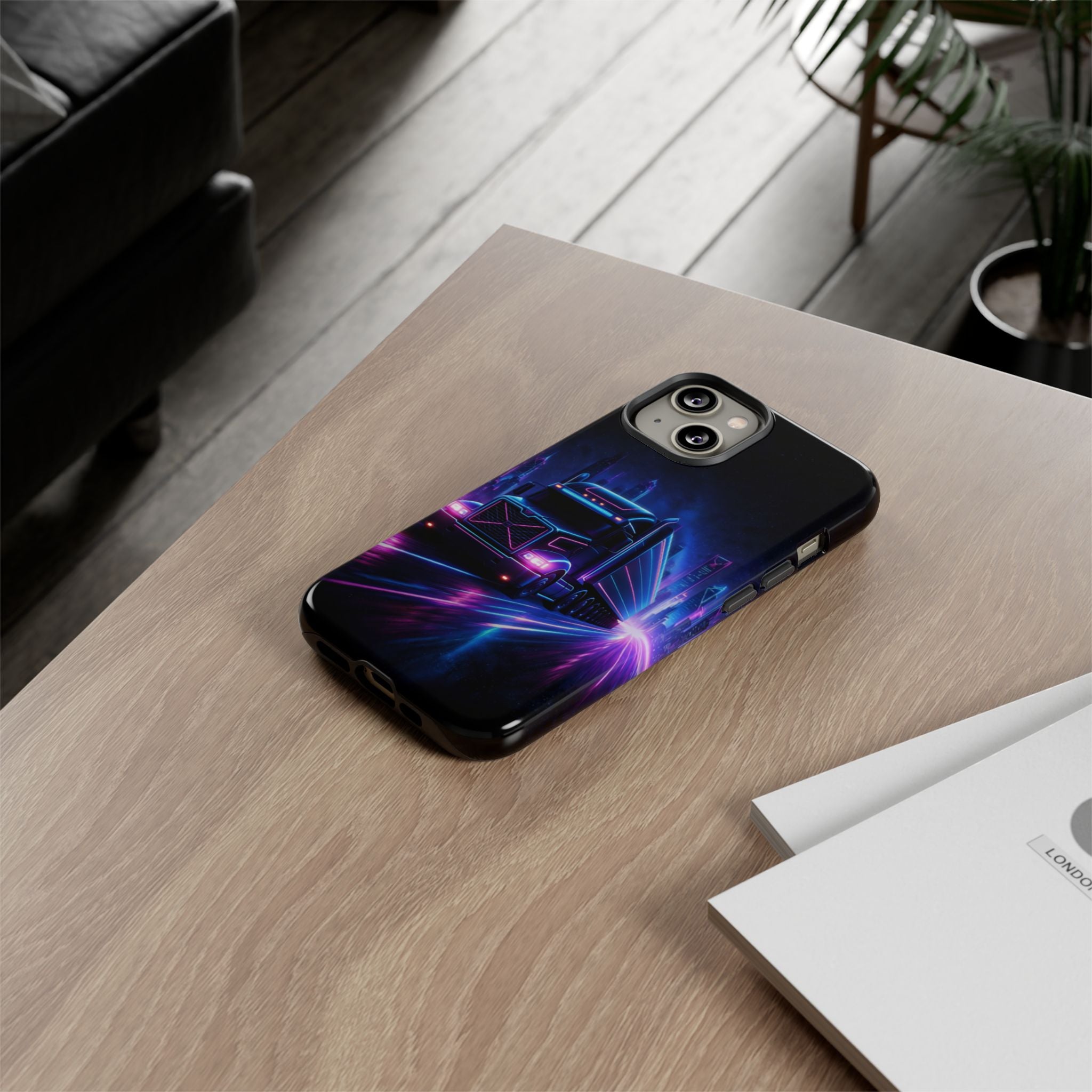 Neon Retro Rig Phone Case — Trucker Semi Truck Nightscape Protective Case