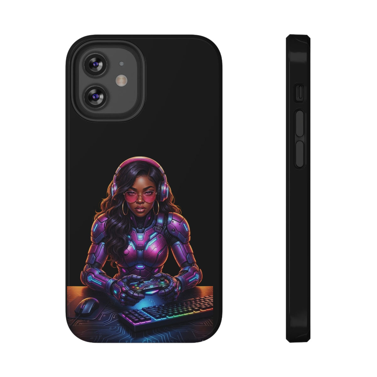 Gamer Girl Cyber Armor Phone Case — Impact‑Resistant Protective Cover