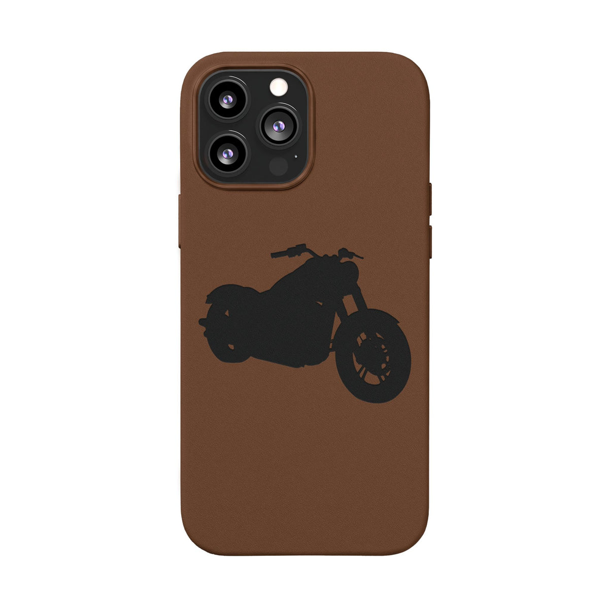 Engraved PU Leather Phone Case — Motorcycle Silhouette