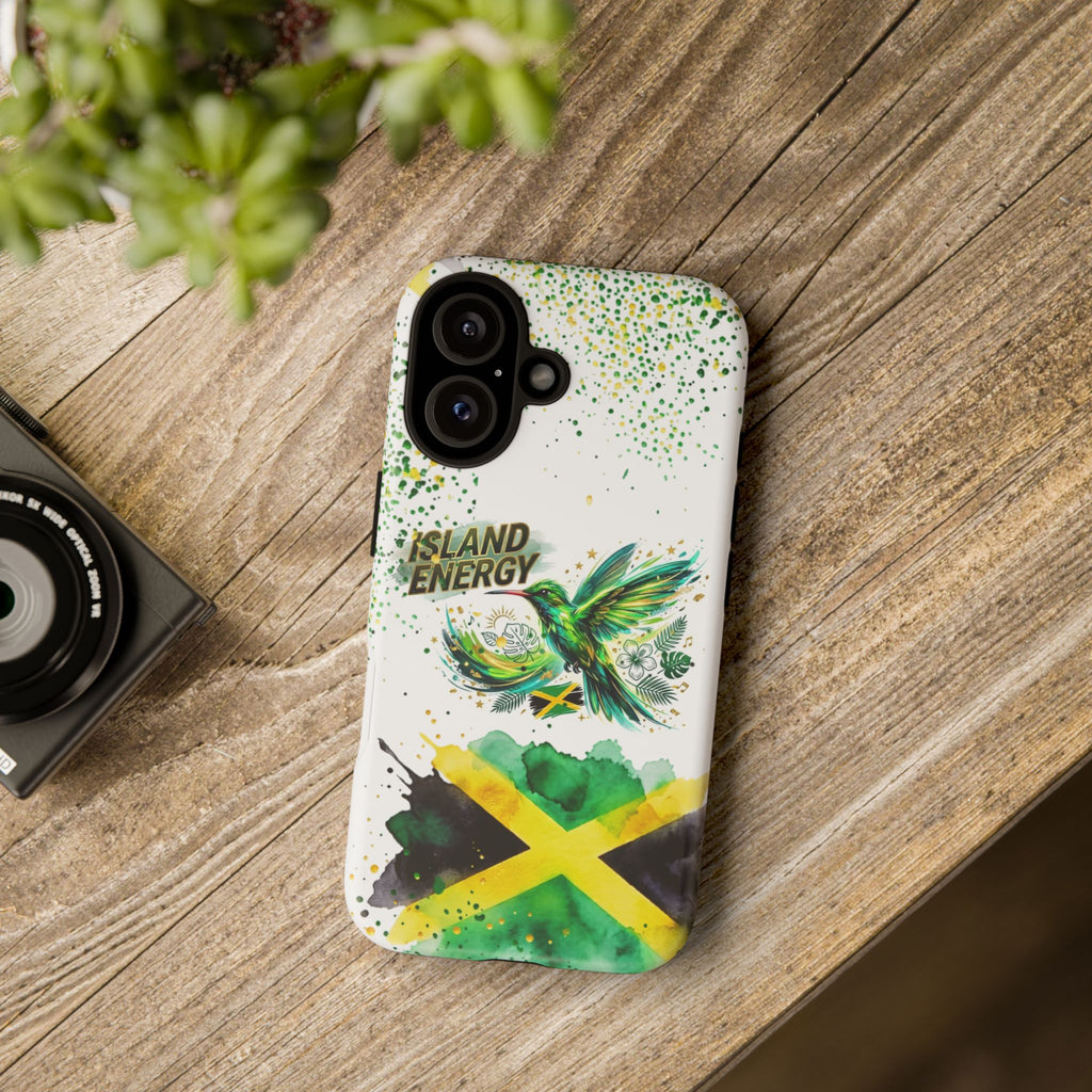 Island Energy Tough Phone Case — Colorful Hummingbird & Tropical Sunset Protective Cover