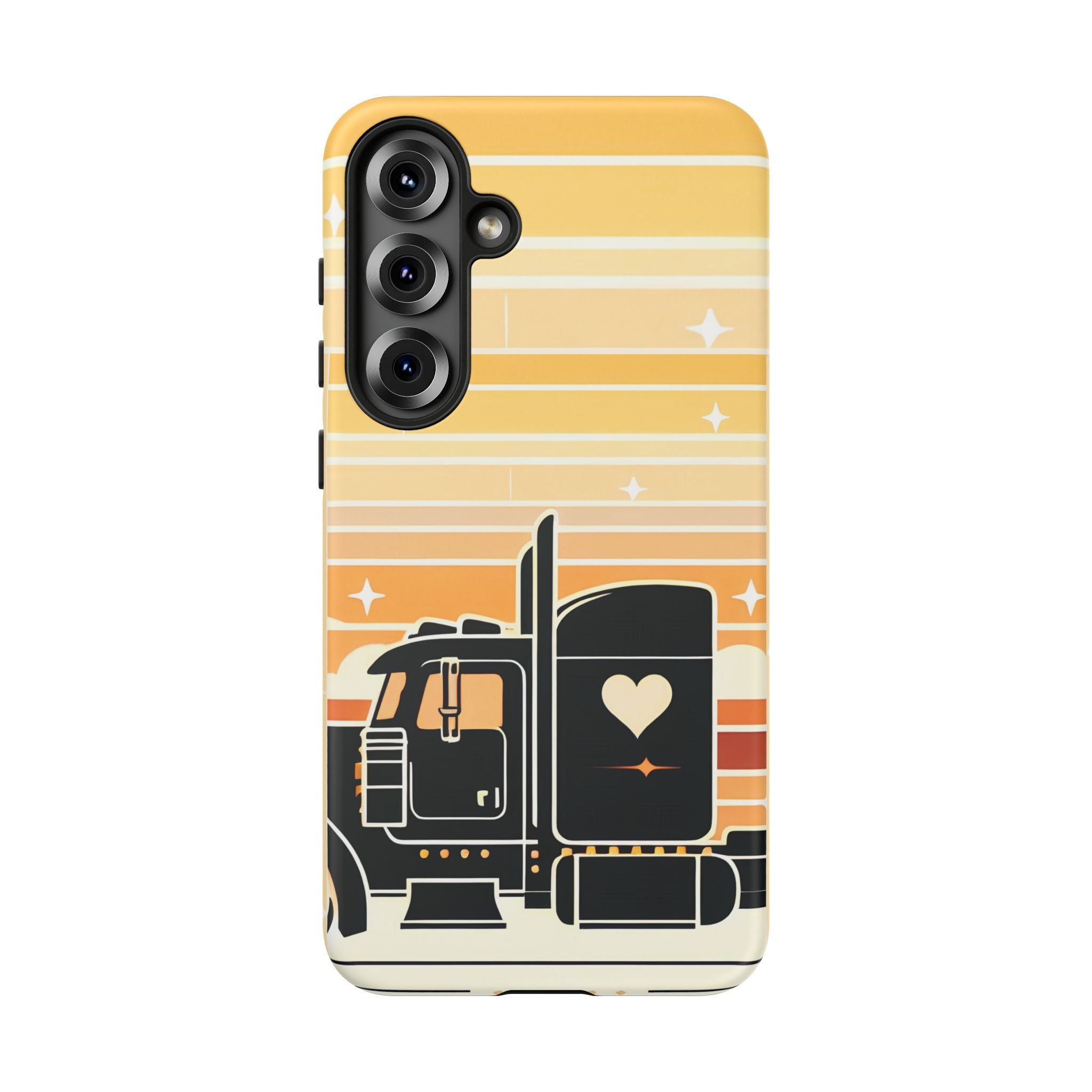 Trucker Heart Phone Case — Retro Semi Truck Protective Phone Cover
