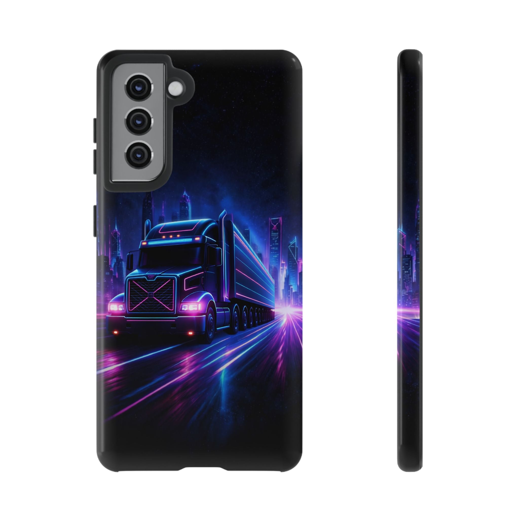 Neon Retro Rig Phone Case — Trucker Semi Truck Nightscape Protective Case