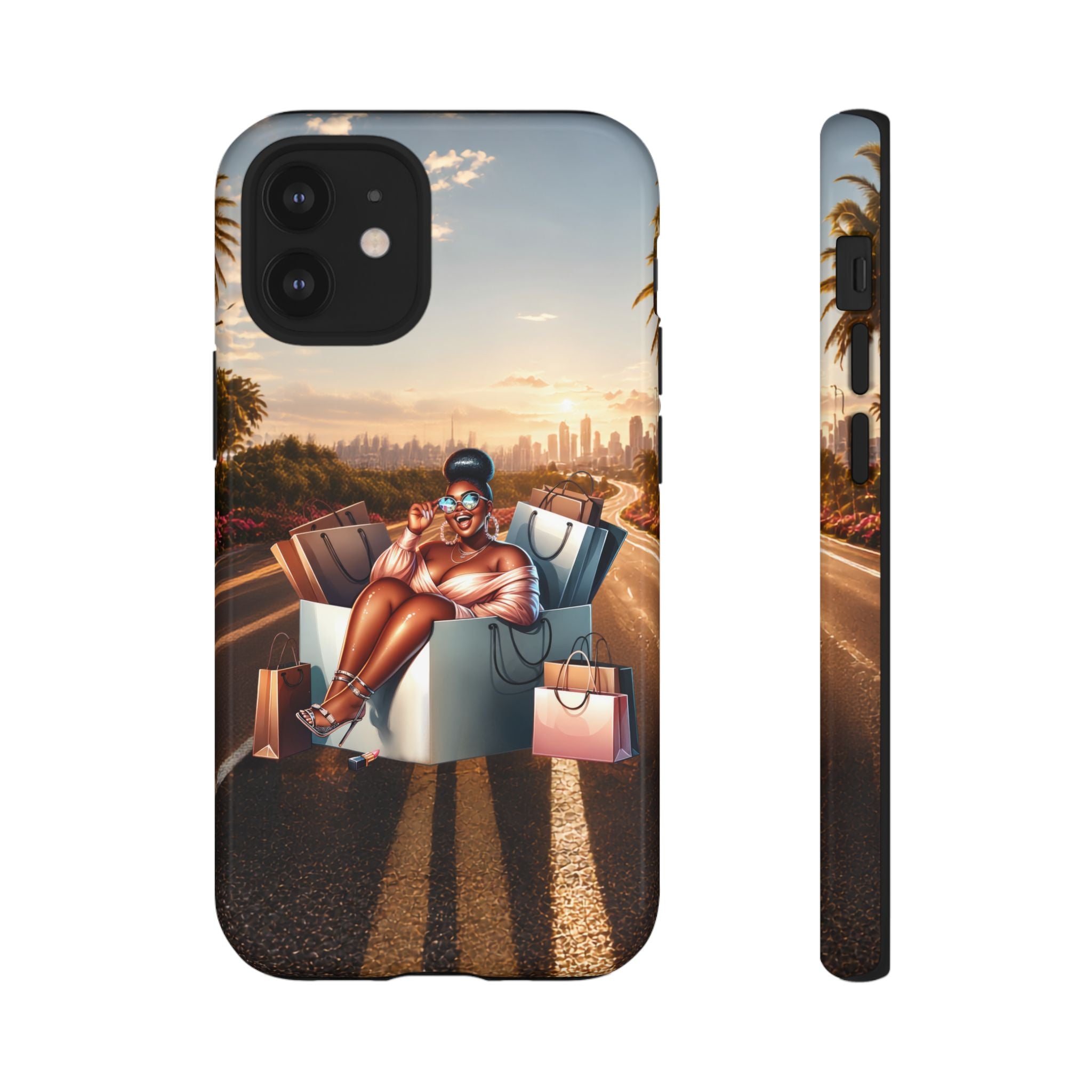 Phone Case — Chic Shopper Illustration on Cloud Background