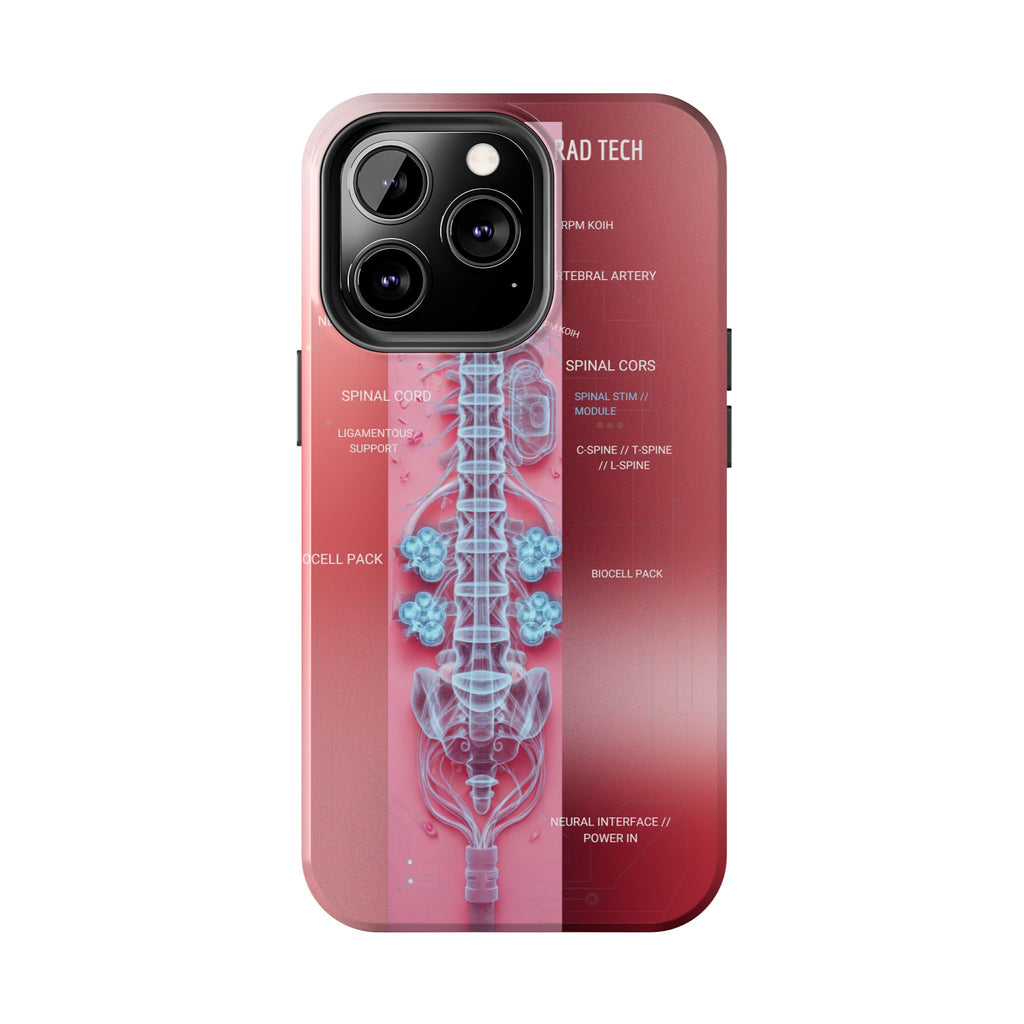Anatomical Spine Tough Phone Case — Medical X-Ray Design, ‘Spinal Cord’ Labelled