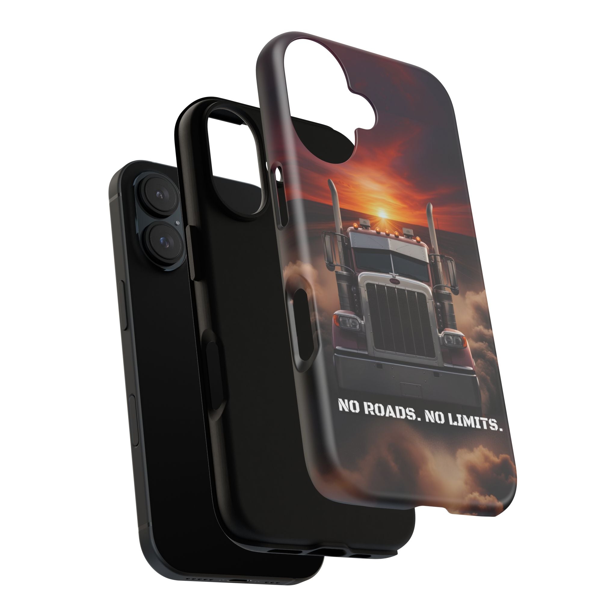 Truck Phone Case — "No Roads. No Limits." Sunset Semi Truck Protective Case