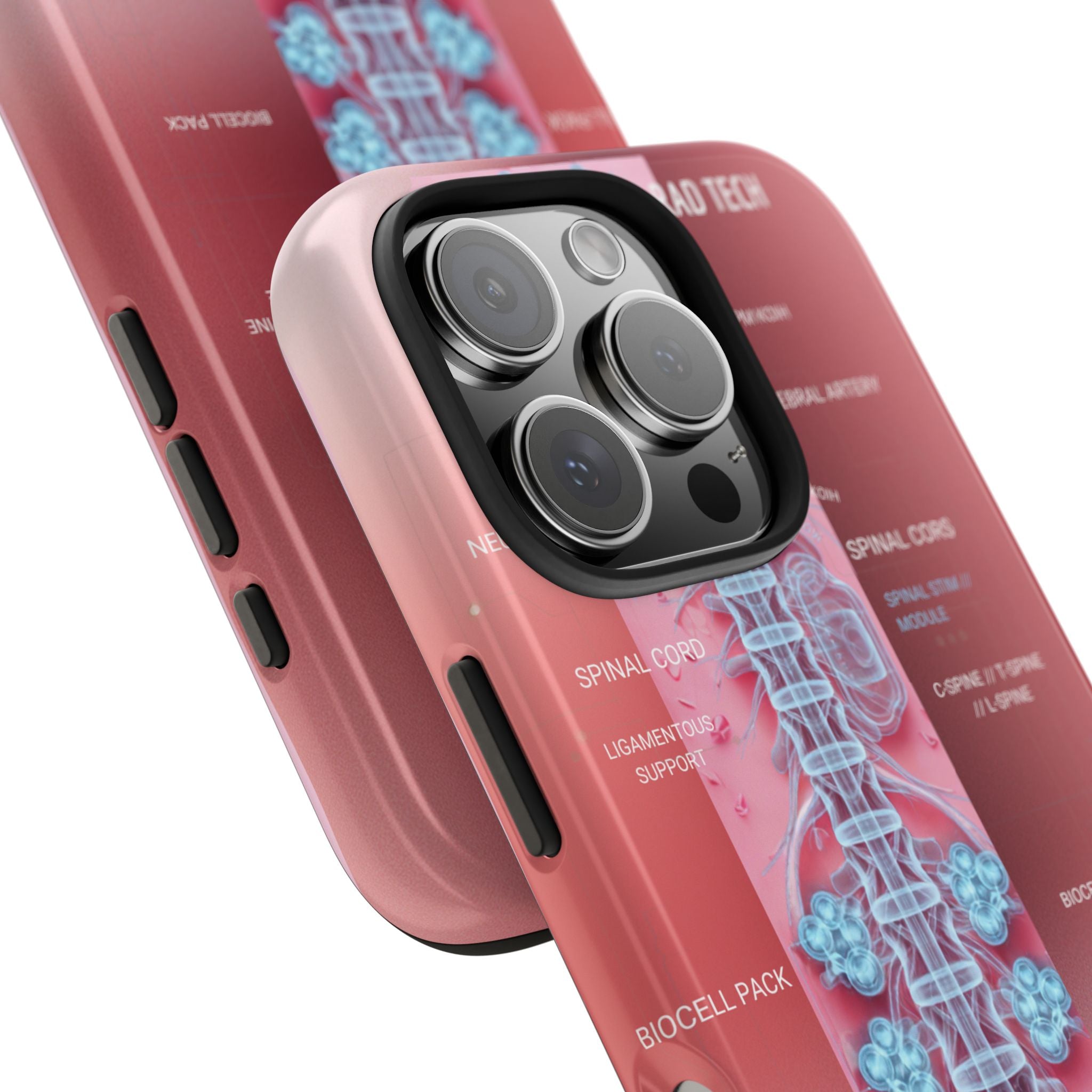 Anatomical Spine Tough Phone Case — Medical X-Ray Design, ‘Spinal Cord’ Labelled