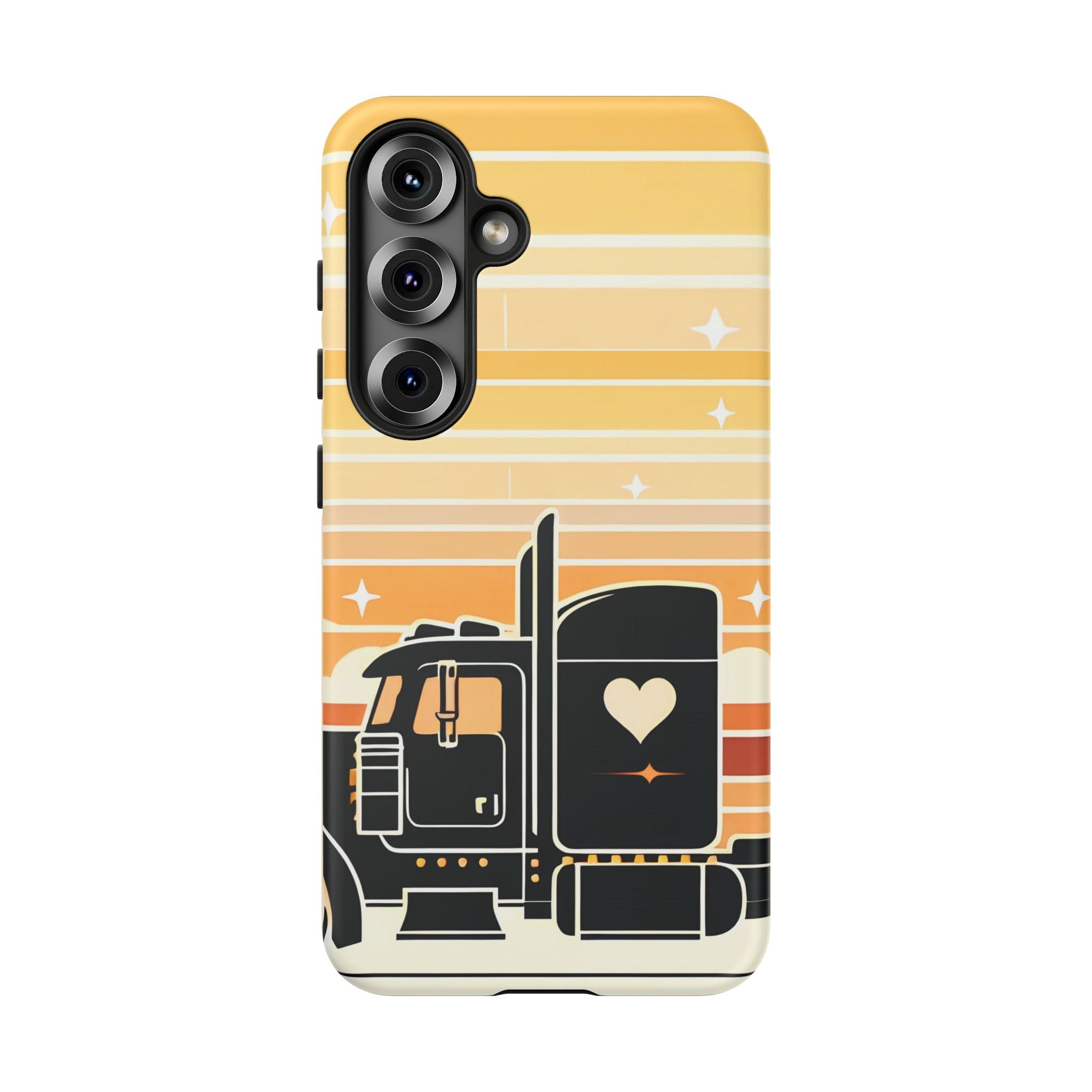 Trucker Heart Phone Case — Retro Semi Truck Protective Phone Cover