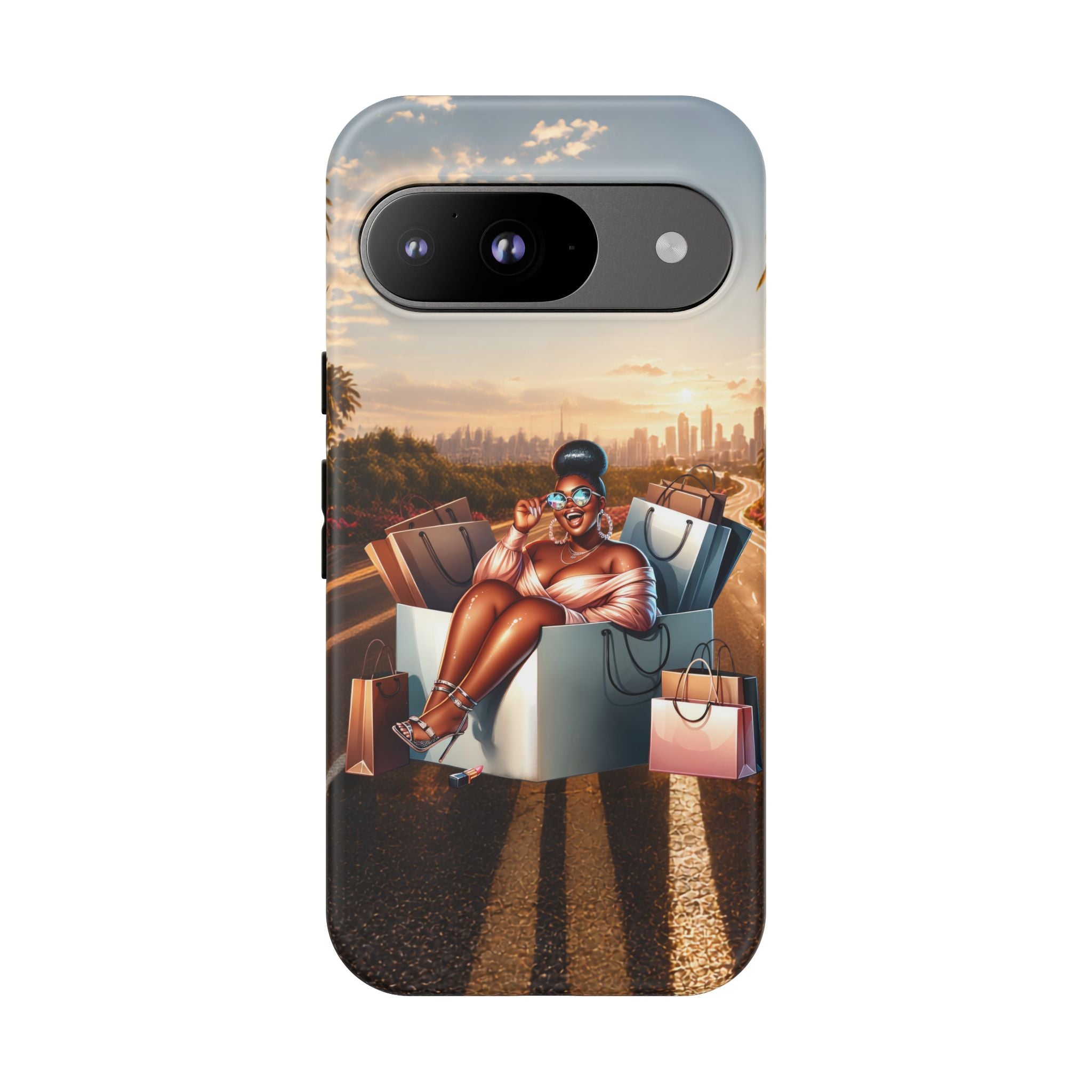 Phone Case — Chic Shopper Illustration on Cloud Background