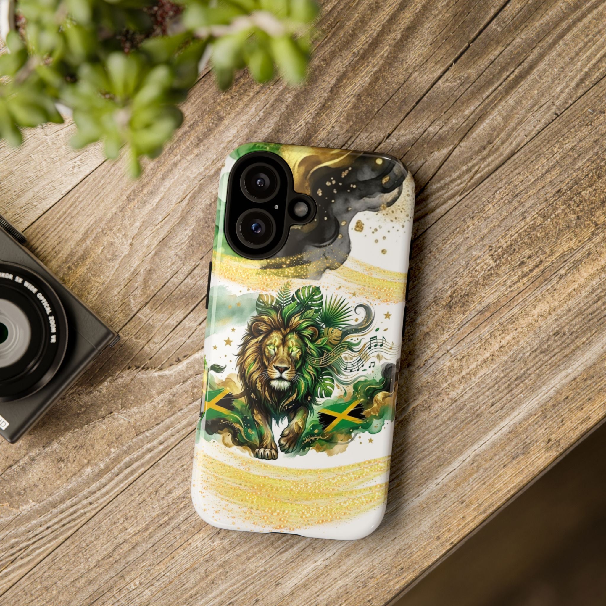 Reggae Lion Phone Case — Jamaican Flag Rasta Art Tough Phone Cover