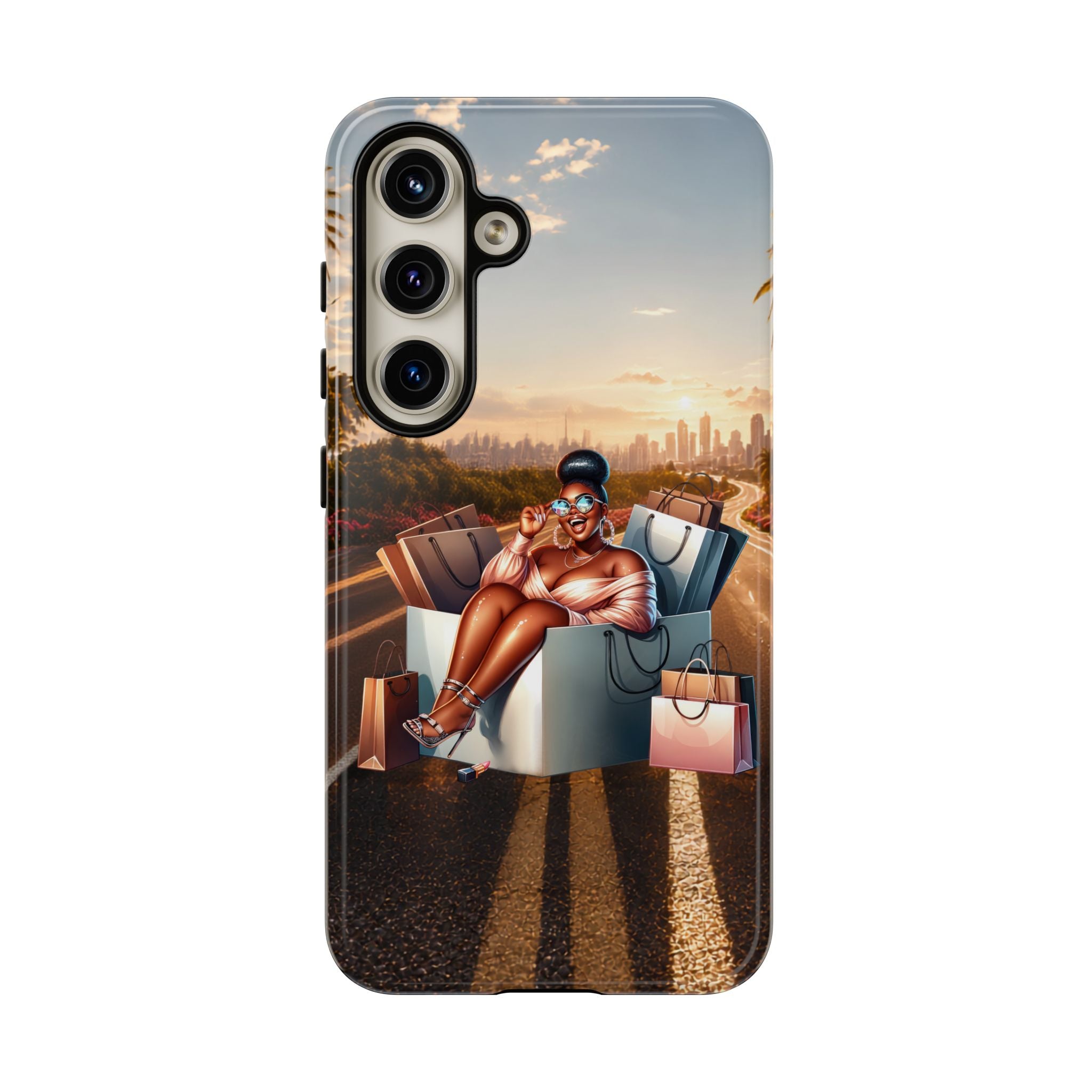 Phone Case — Chic Shopper Illustration on Cloud Background