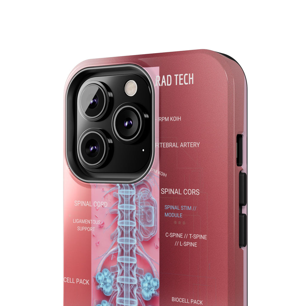 Anatomical Spine Tough Phone Case — Medical X-Ray Design, ‘Spinal Cord’ Labelled