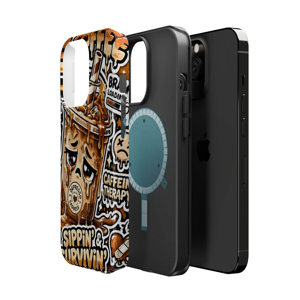 Iced Coffee Phone Case — “Sippin' & Survivin'” Magnetic Impact-Resistant Case