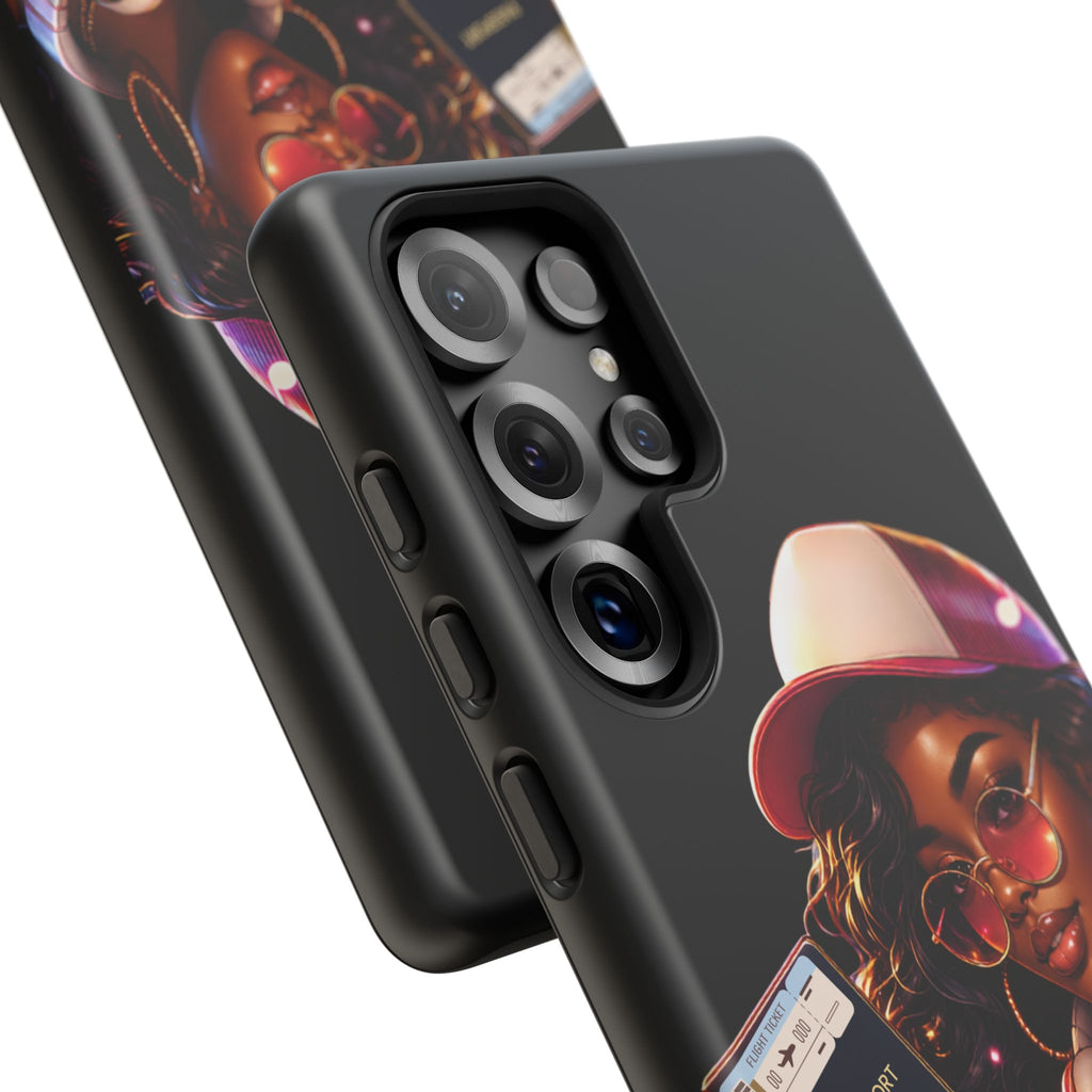 Tough Case – Stylized Urban Girl Phone Case with Headphones & Passport