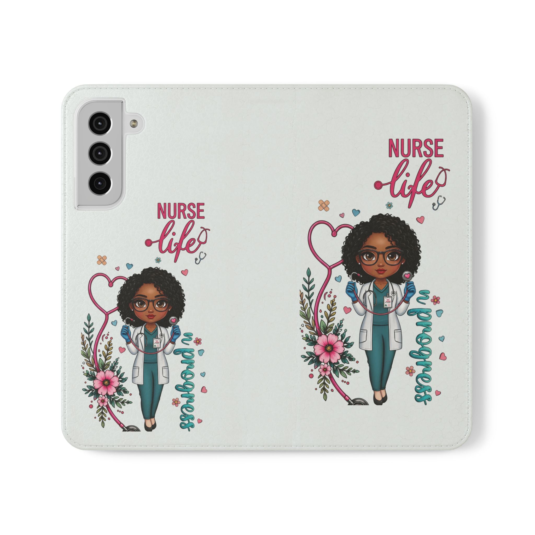 Nurse Life Floral Flip Phone Case - Medical RN Wallet Cover