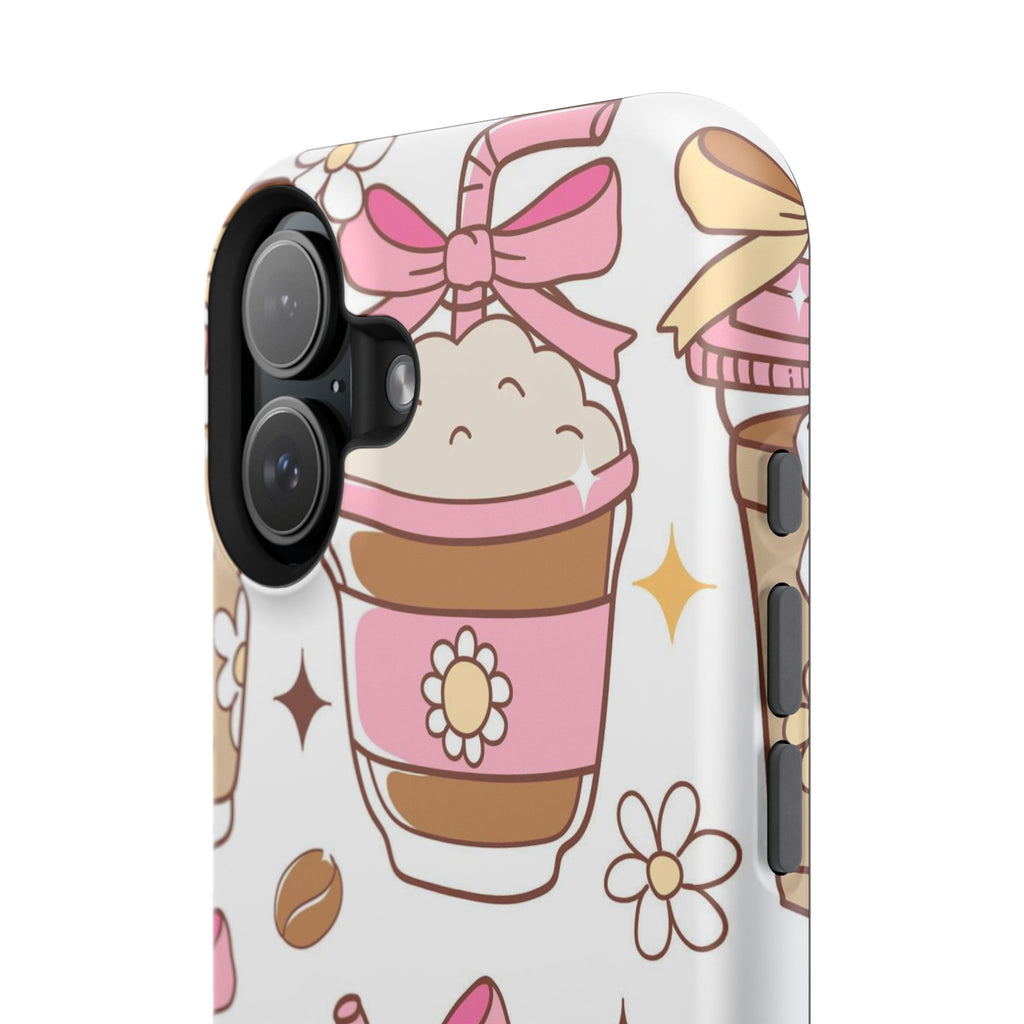Cute Pink Coffee & Latte Pattern Impact Phone Case