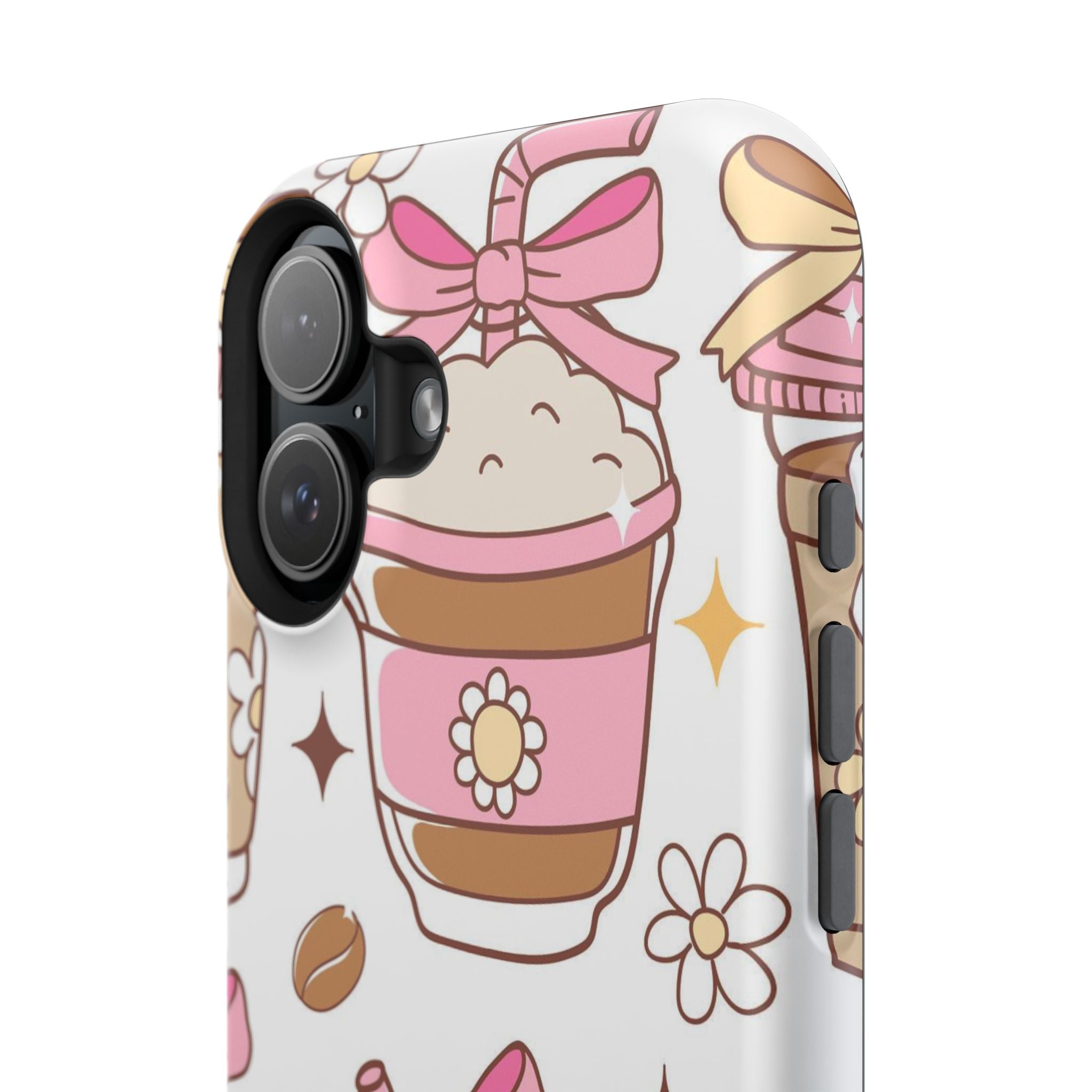 Cute Pink Coffee & Latte Pattern Impact Phone Case