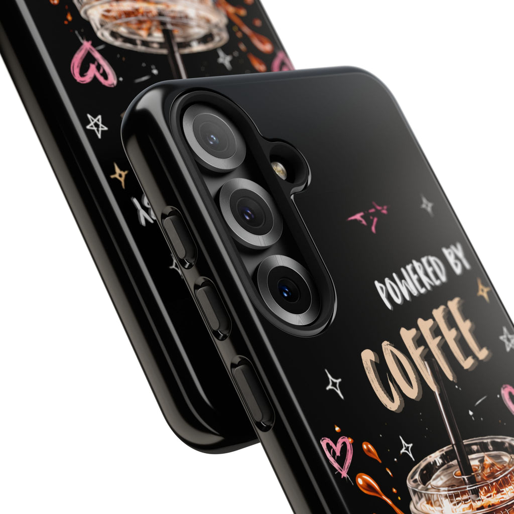 Phone Case — "Powered by Coffee & Chaos" Iced Coffee Protective Cover
