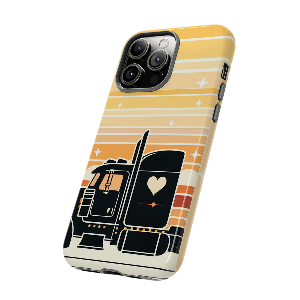 Trucker Heart Phone Case — Retro Semi Truck Protective Phone Cover