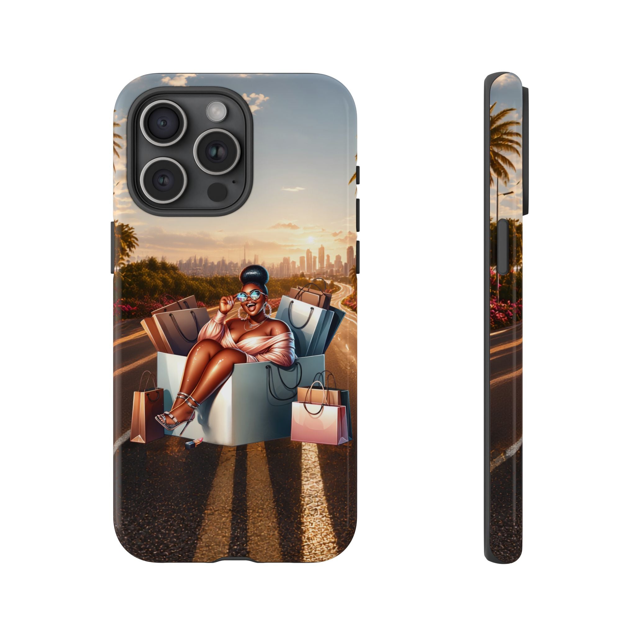 Phone Case — Chic Shopper Illustration on Cloud Background