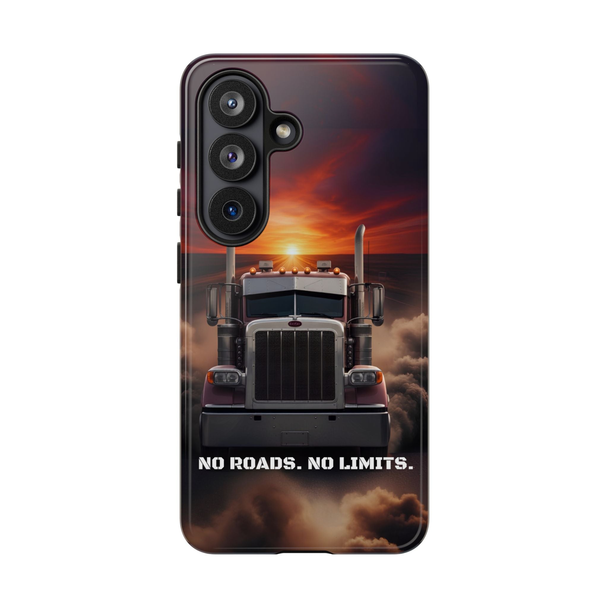Truck Phone Case — "No Roads. No Limits." Sunset Semi Truck Protective Case